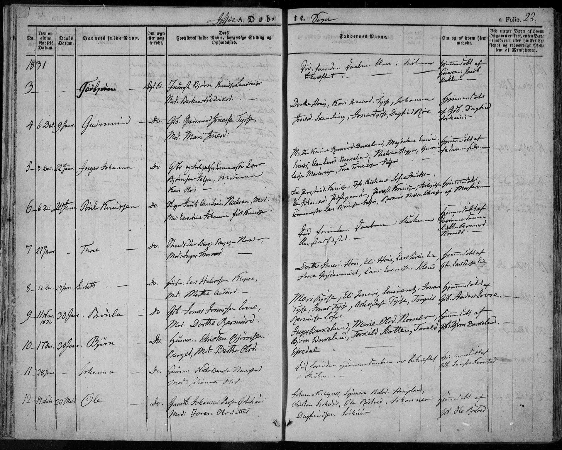 Jelsa sokneprestkontor, AV/SAST-A-101842/01/IV: Parish register (official) no. A 6.1, 1828-1853, p. 23