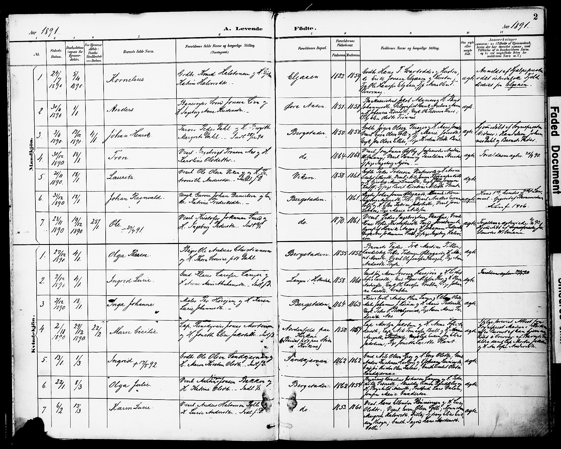 Ministerialprotokoller, klokkerbøker og fødselsregistre - Sør-Trøndelag, AV/SAT-A-1456/681/L0935: Parish register (official) no. 681A13, 1890-1898, p. 2
