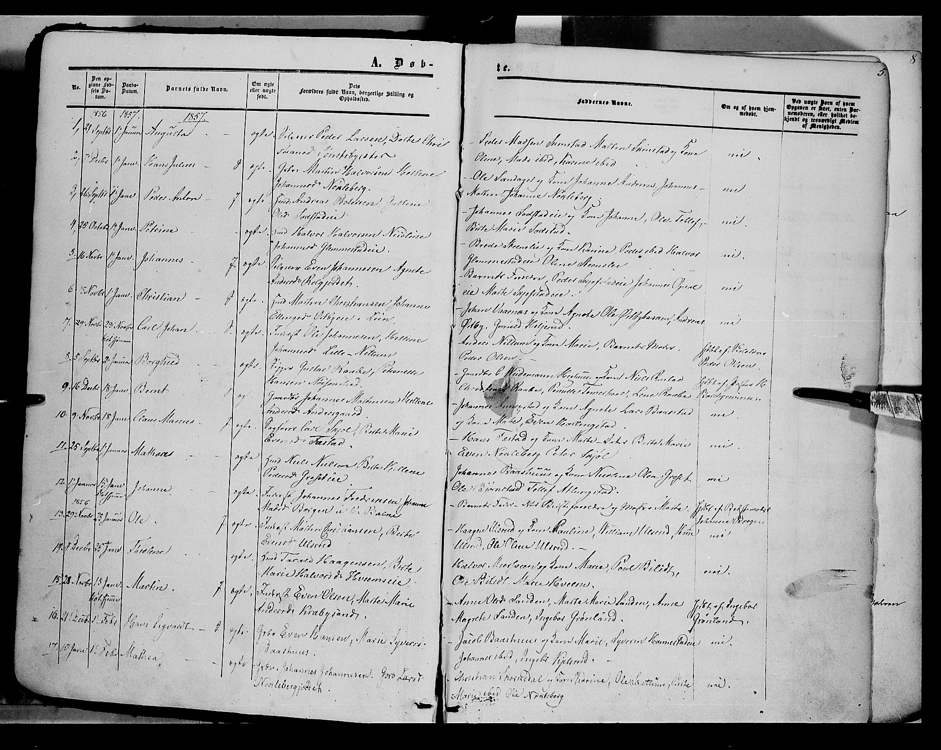 Østre Toten prestekontor, SAH/PREST-104/H/Ha/Haa/L0004: Parish register (official) no. 4, 1857-1865, p. 5