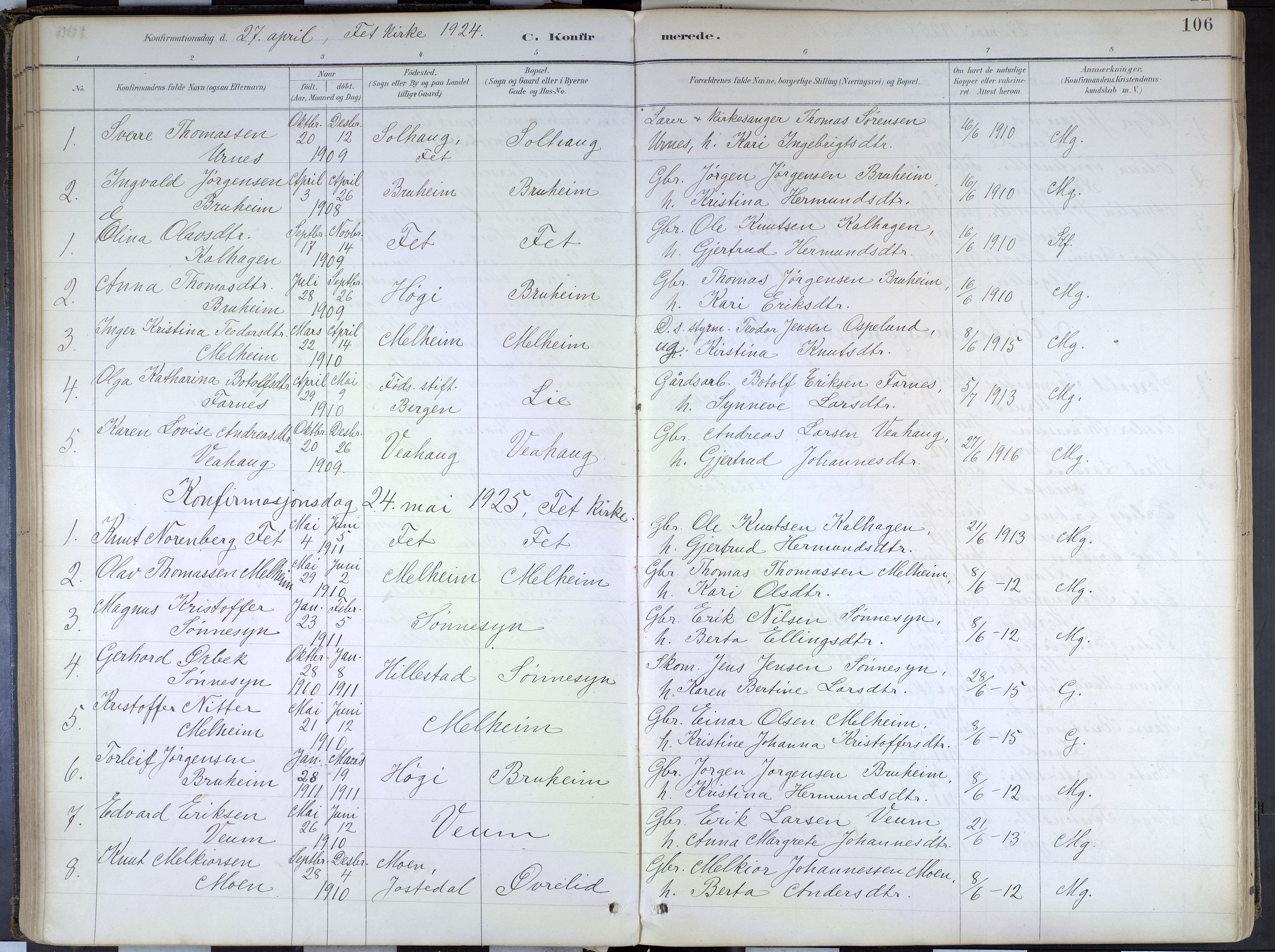 Hafslo sokneprestembete, SAB/A-80301/H/Haa/Haad/L0001: Parish register (official) no. D 1, 1886-1934, p. 106