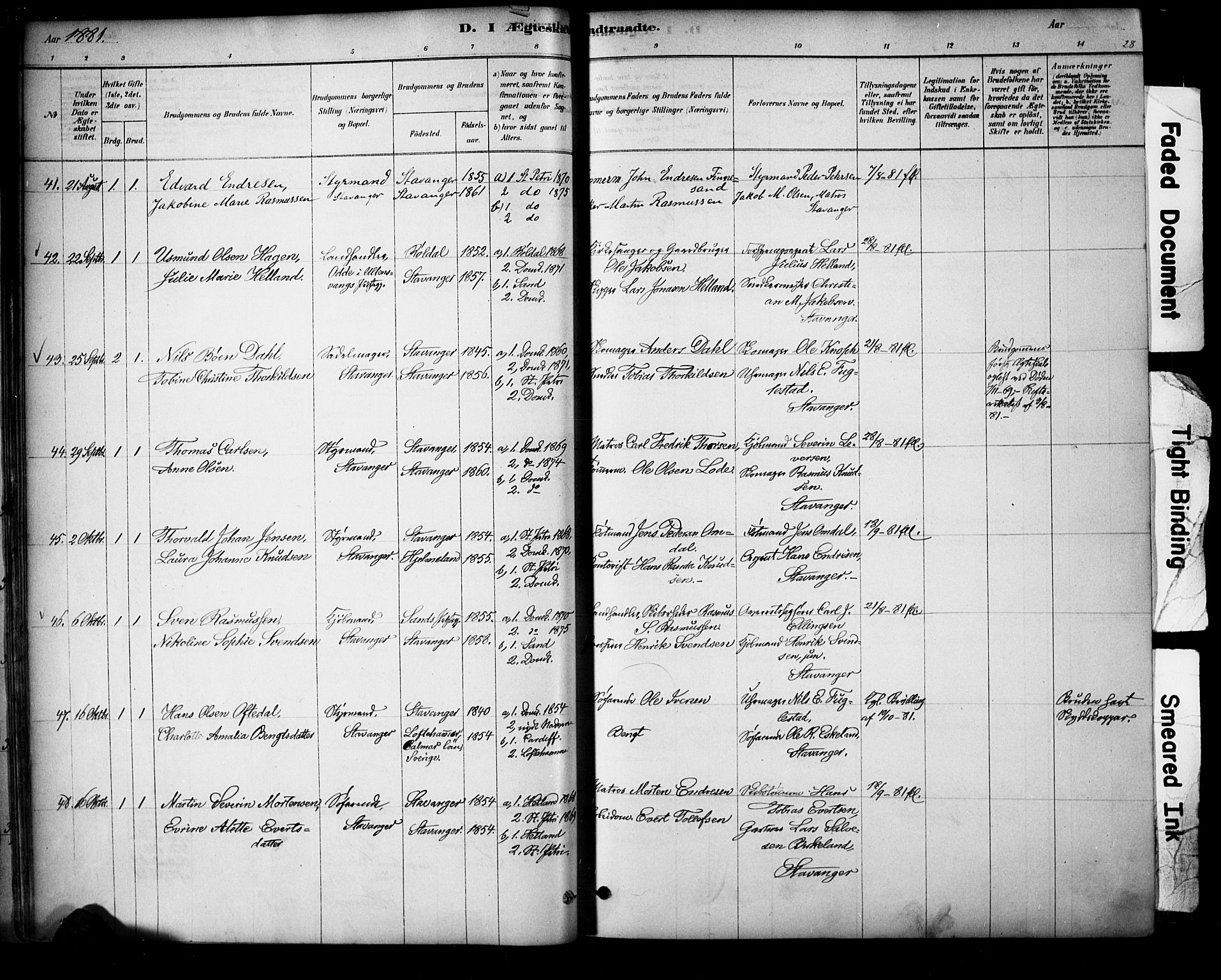 Domkirken sokneprestkontor, AV/SAST-A-101812/001/30/30BA/L0029: Parish register (official) no. A 28, 1878-1904, p. 28