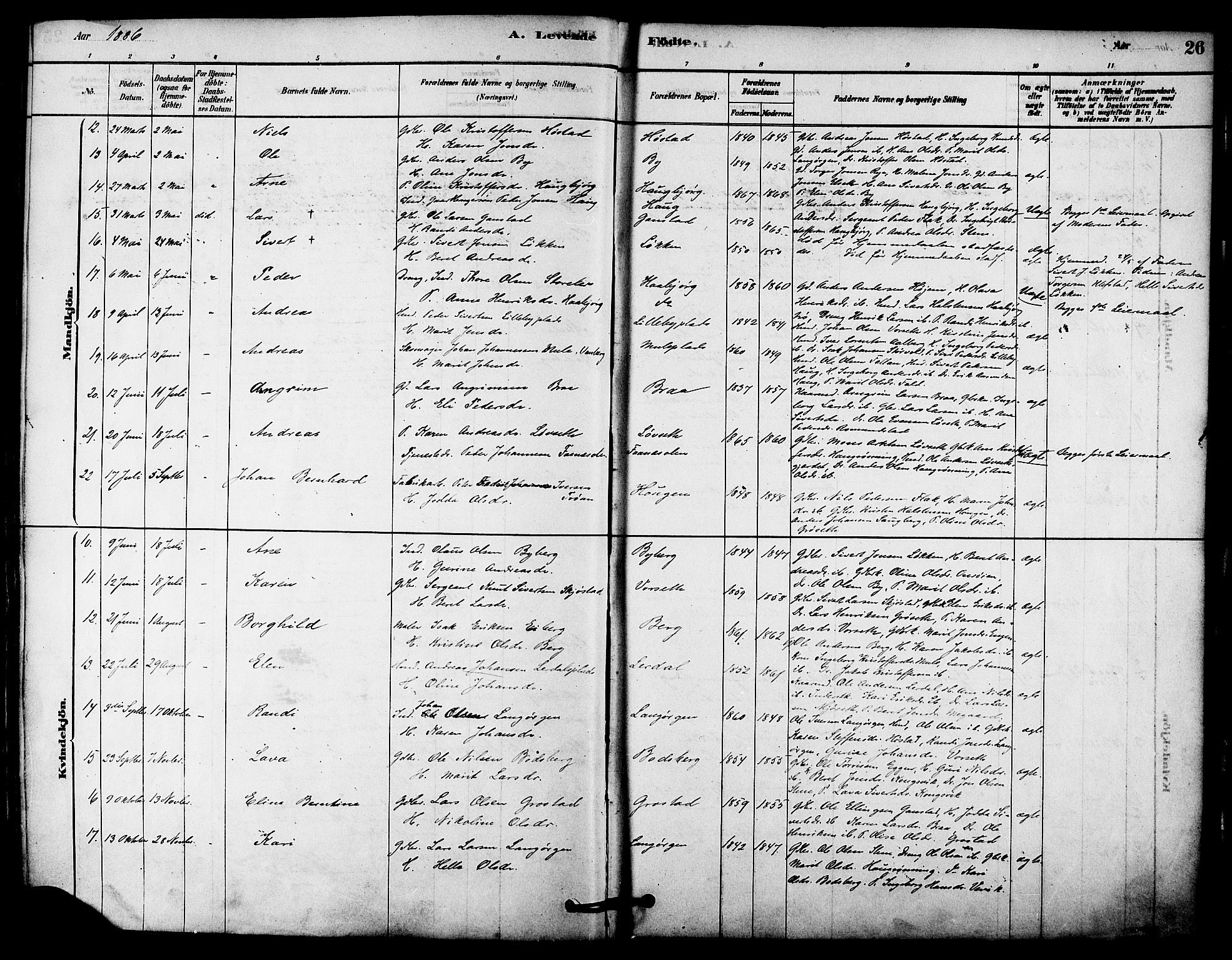 Ministerialprotokoller, klokkerbøker og fødselsregistre - Sør-Trøndelag, SAT/A-1456/612/L0378: Parish register (official) no. 612A10, 1878-1897, p. 26