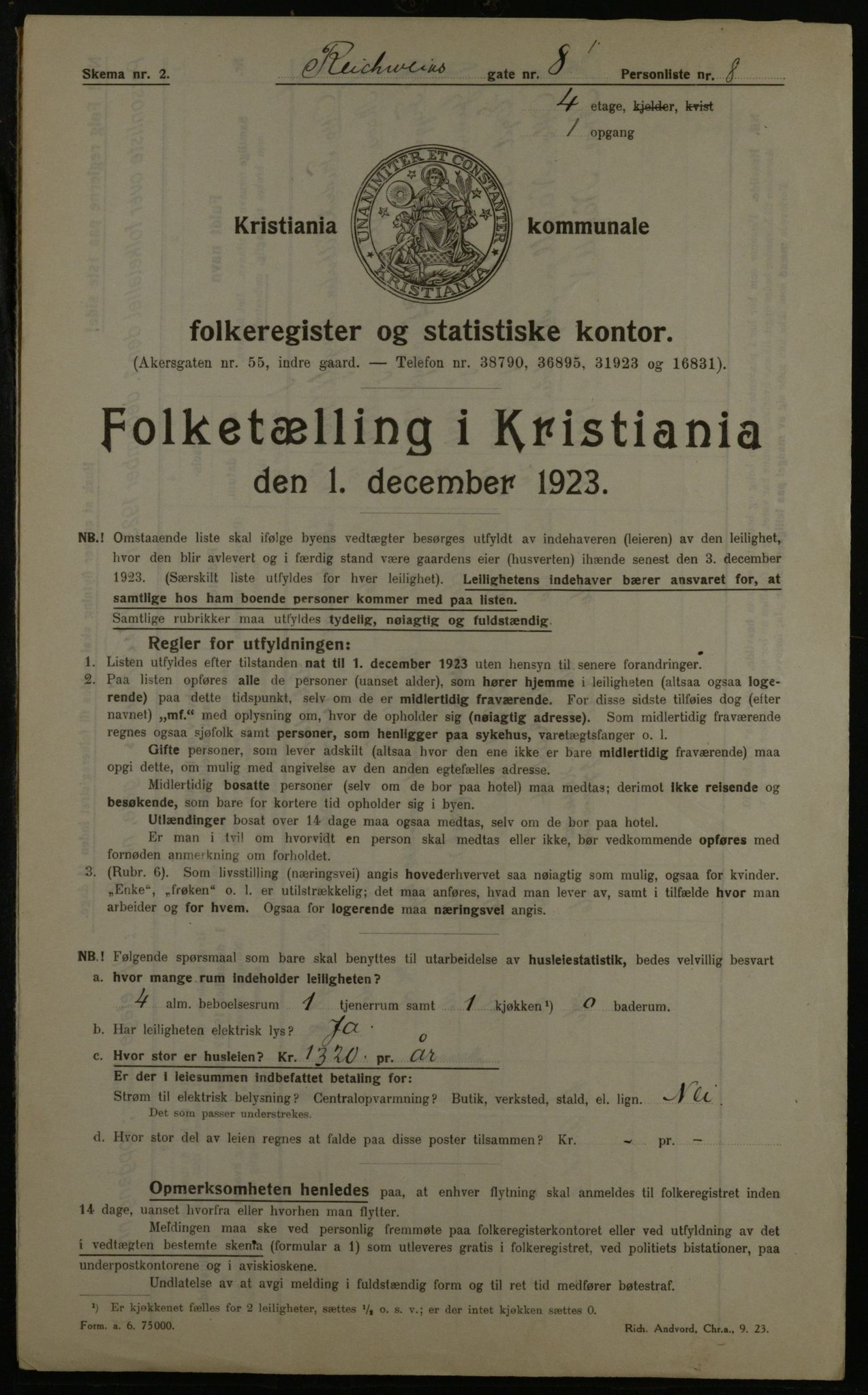 OBA, Municipal Census 1923 for Kristiania, 1923, p. 91512