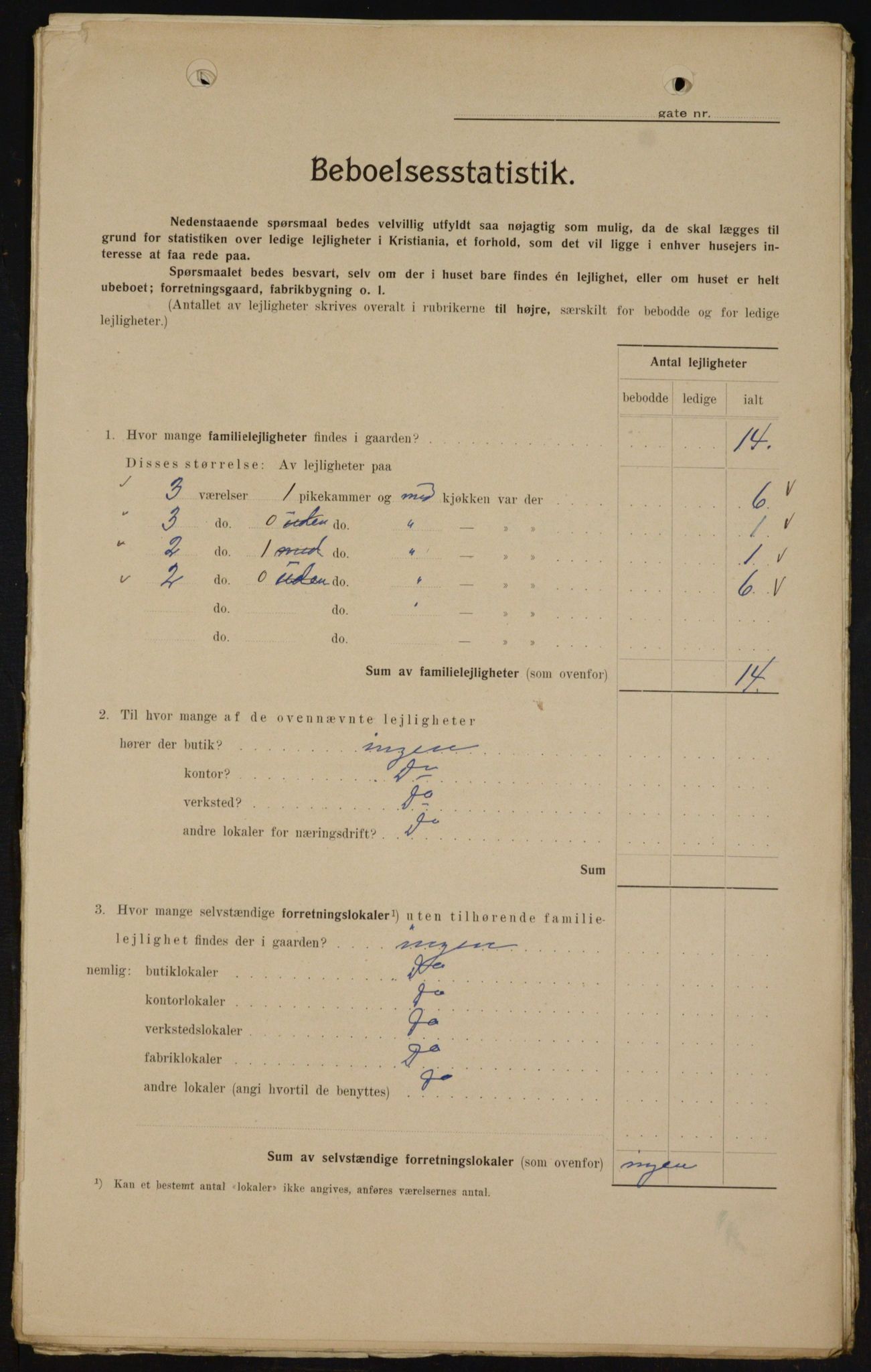 OBA, Municipal Census 1909 for Kristiania, 1909, p. 91013