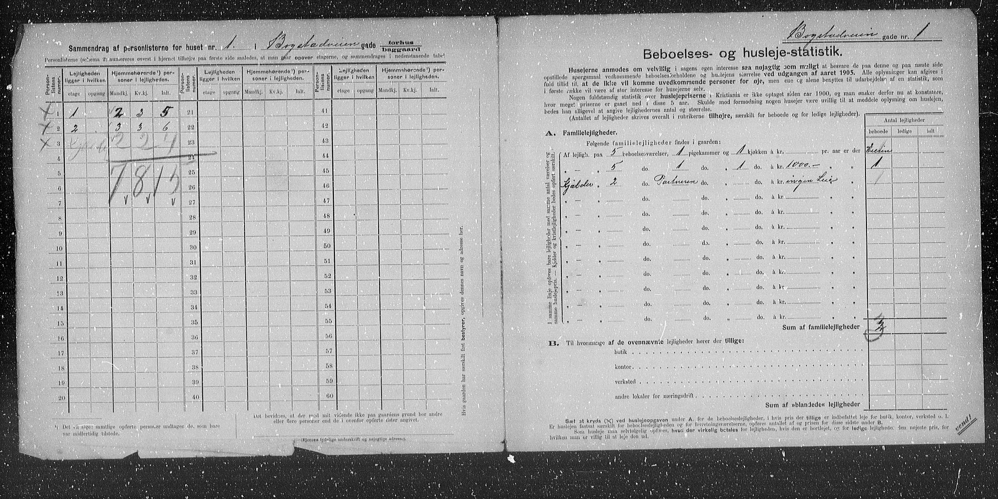 OBA, Municipal Census 1905 for Kristiania, 1905, p. 3432