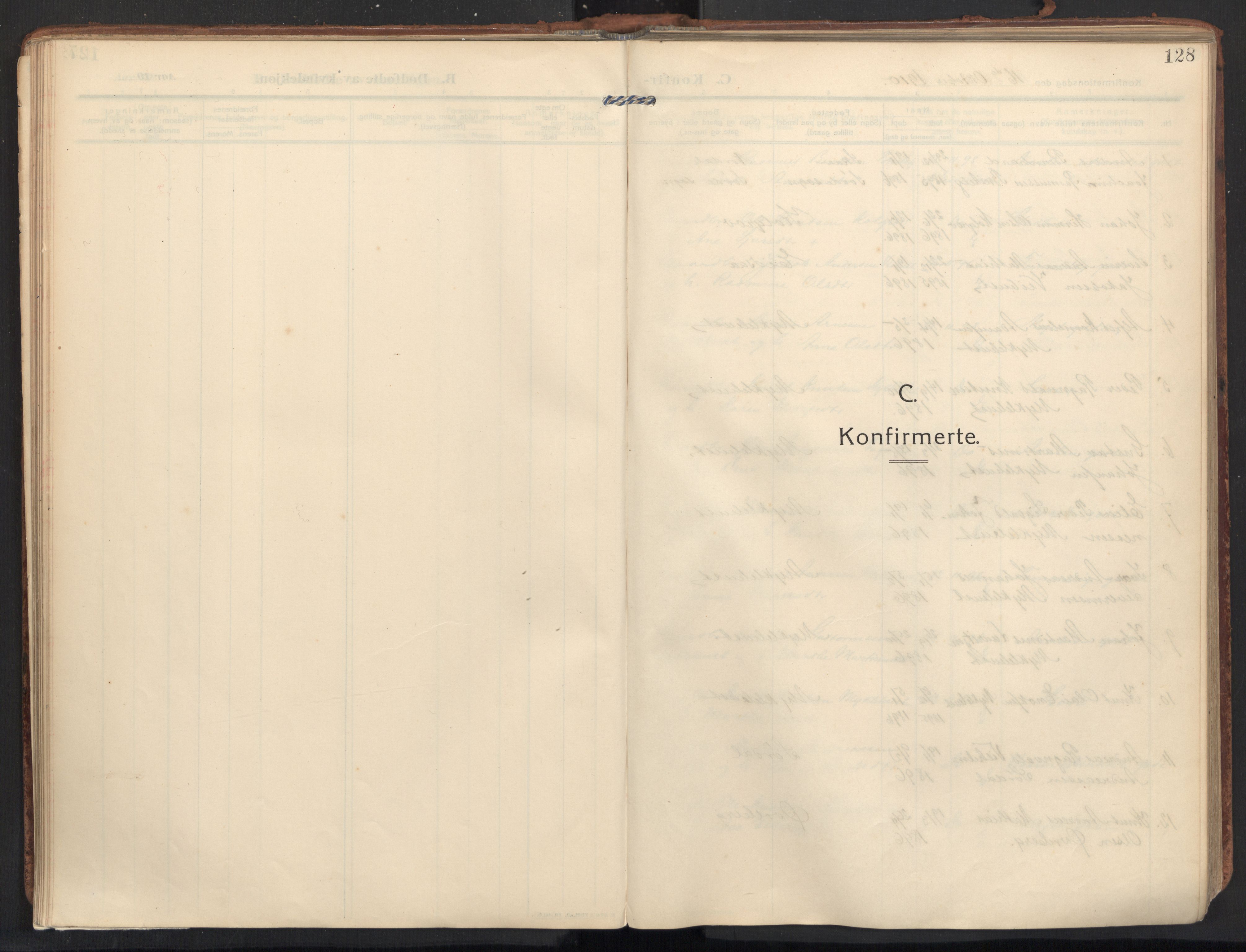 Ministerialprotokoller, klokkerbøker og fødselsregistre - Møre og Romsdal, SAT/A-1454/502/L0026: Parish register (official) no. 502A04, 1909-1933, p. 128