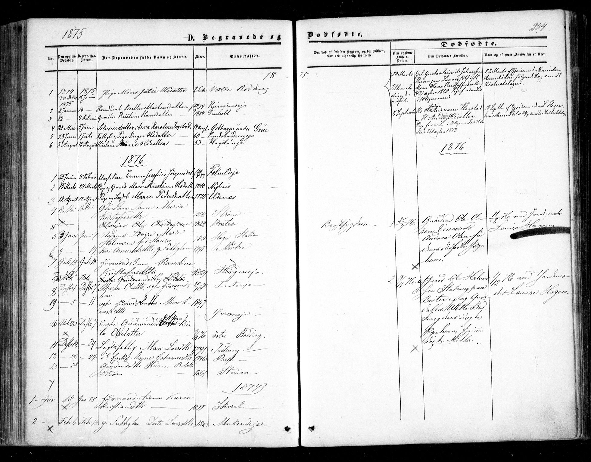 Nes prestekontor Kirkebøker, SAO/A-10410/F/Fc/L0001: Parish register (official) no. III 1, 1859-1882, p. 254