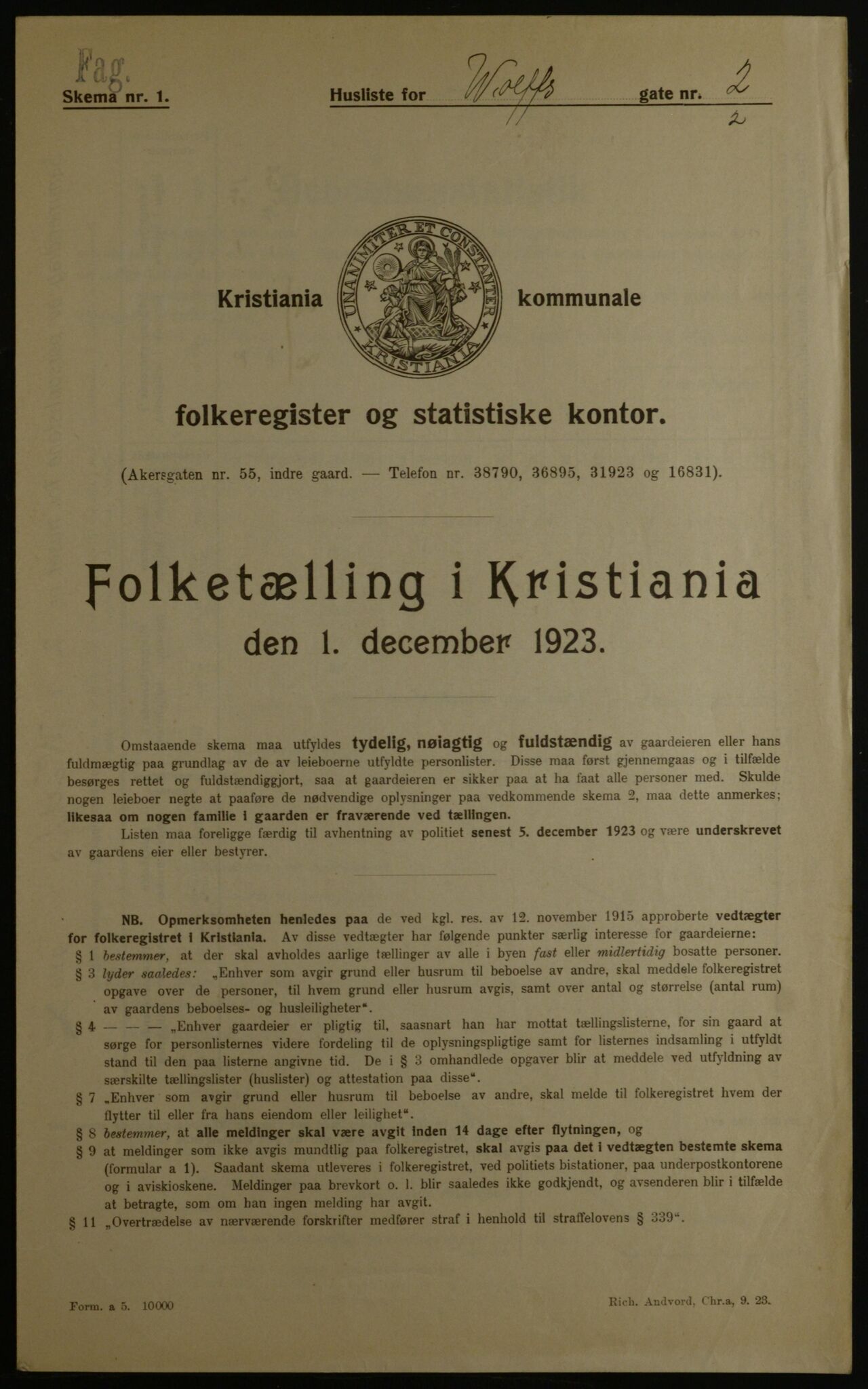 OBA, Municipal Census 1923 for Kristiania, 1923, p. 141752