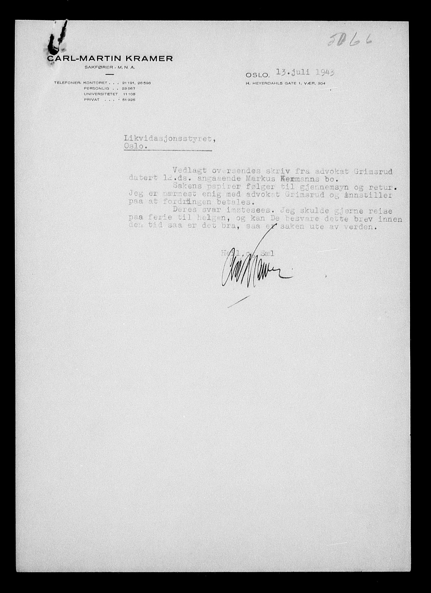 Justisdepartementet, Tilbakeføringskontoret for inndratte formuer, AV/RA-S-1564/H/Hc/Hcc/L0951: --, 1945-1947, p. 80