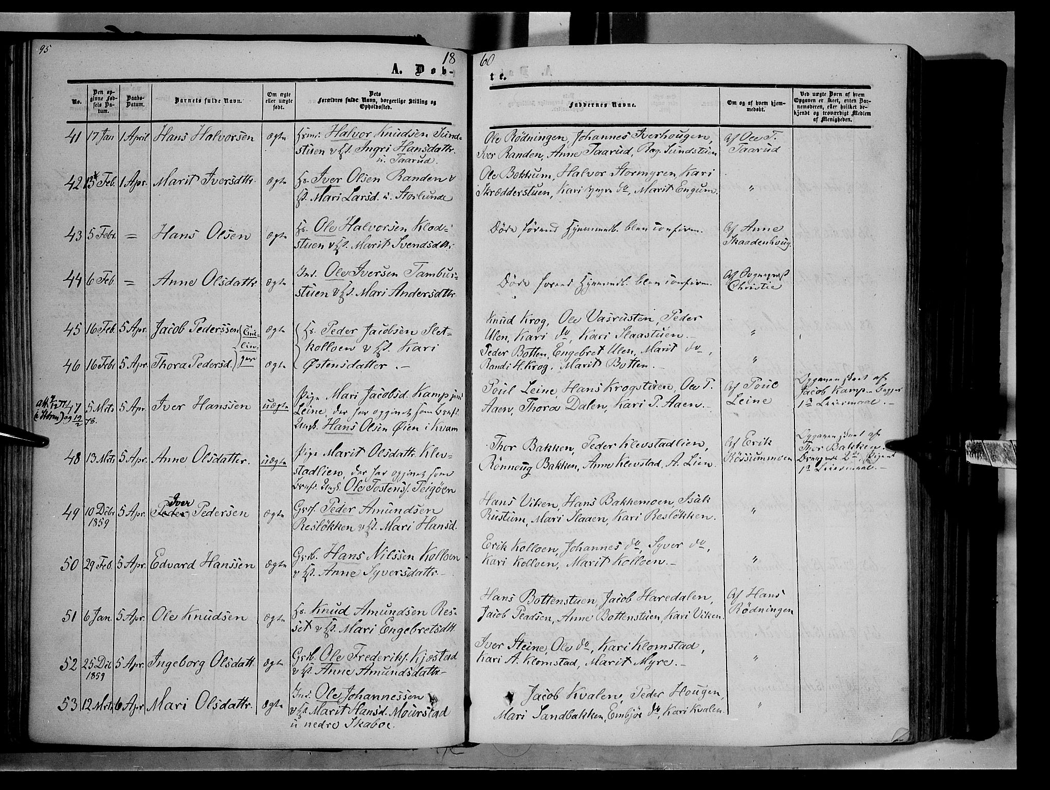 Nord-Fron prestekontor, AV/SAH-PREST-080/H/Ha/Haa/L0001: Parish register (official) no. 1, 1851-1864, p. 95