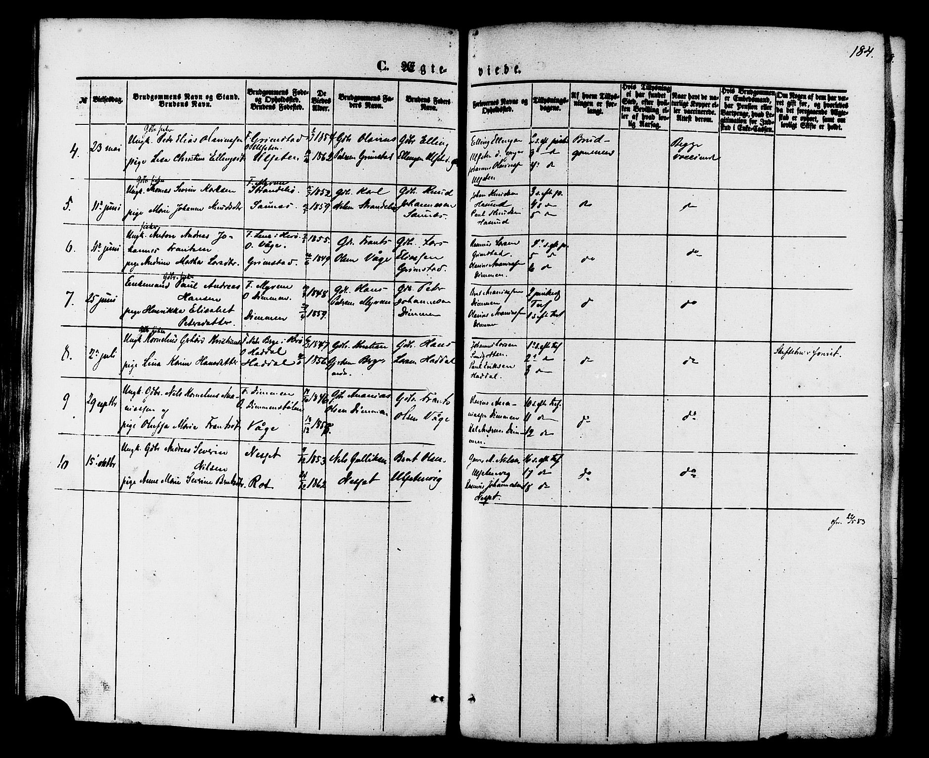 Ministerialprotokoller, klokkerbøker og fødselsregistre - Møre og Romsdal, AV/SAT-A-1454/509/L0105: Parish register (official) no. 509A03, 1848-1882, p. 184