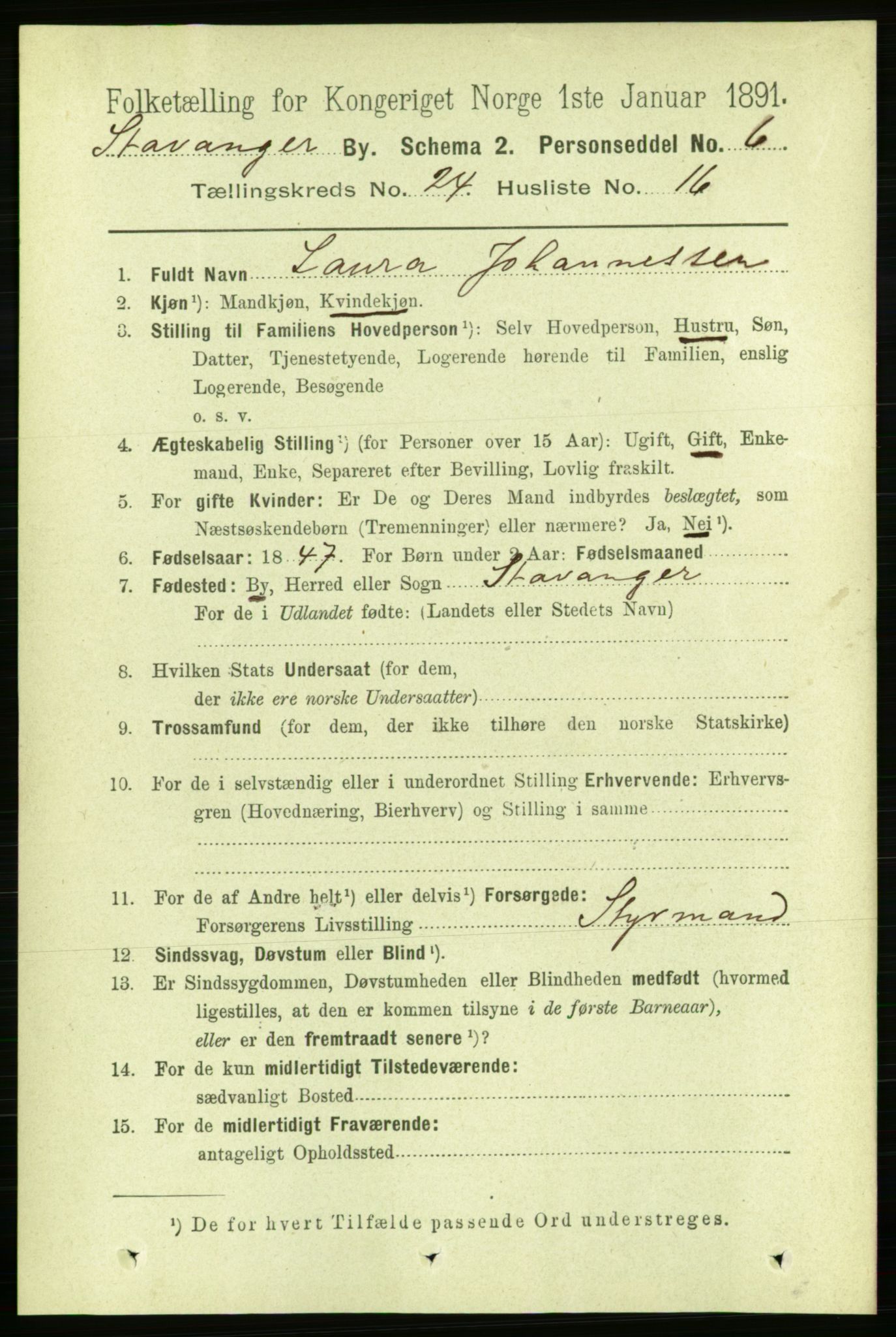 RA, 1891 census for 1103 Stavanger, 1891, p. 26483