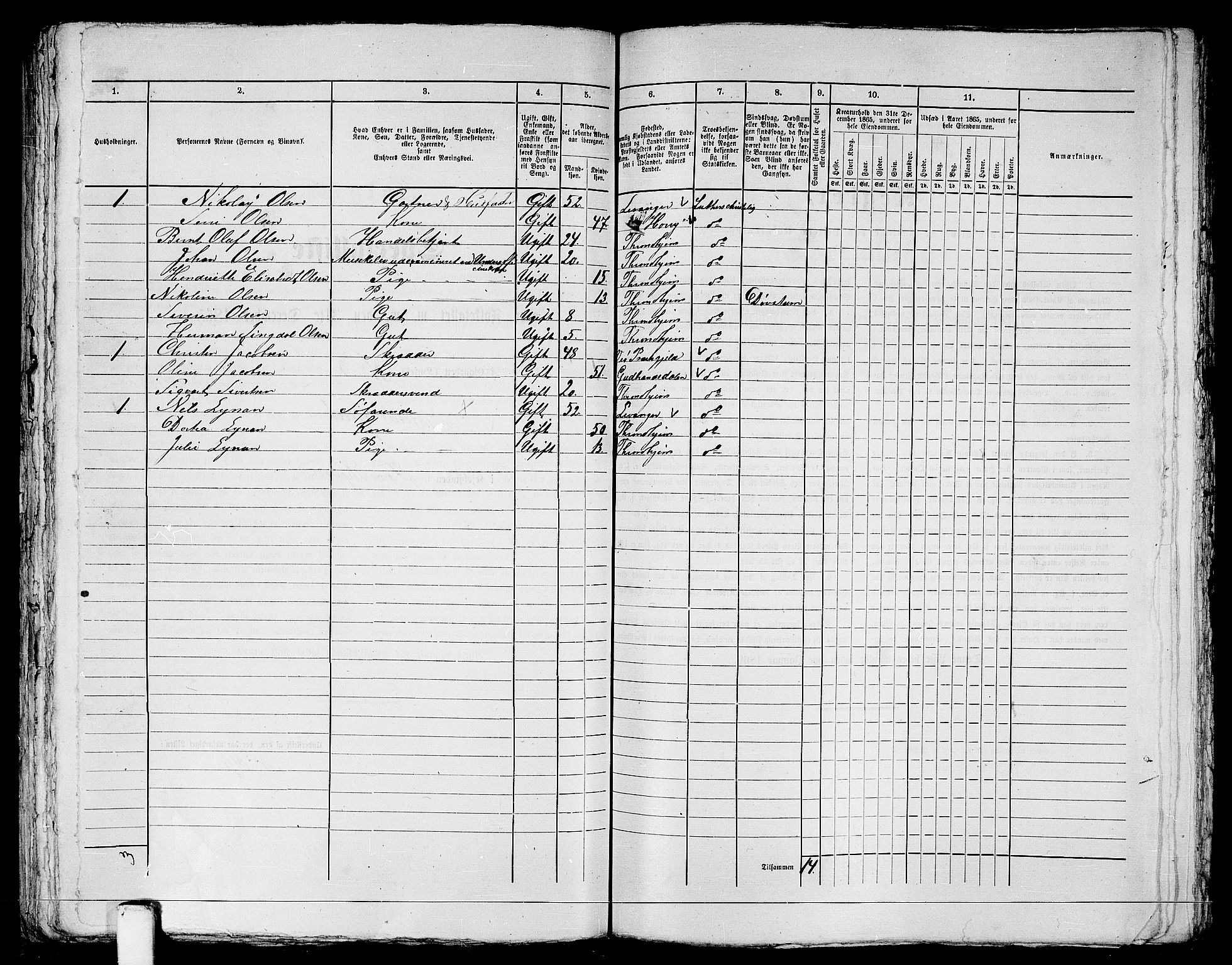 RA, 1865 census for Trondheim, 1865, p. 1334