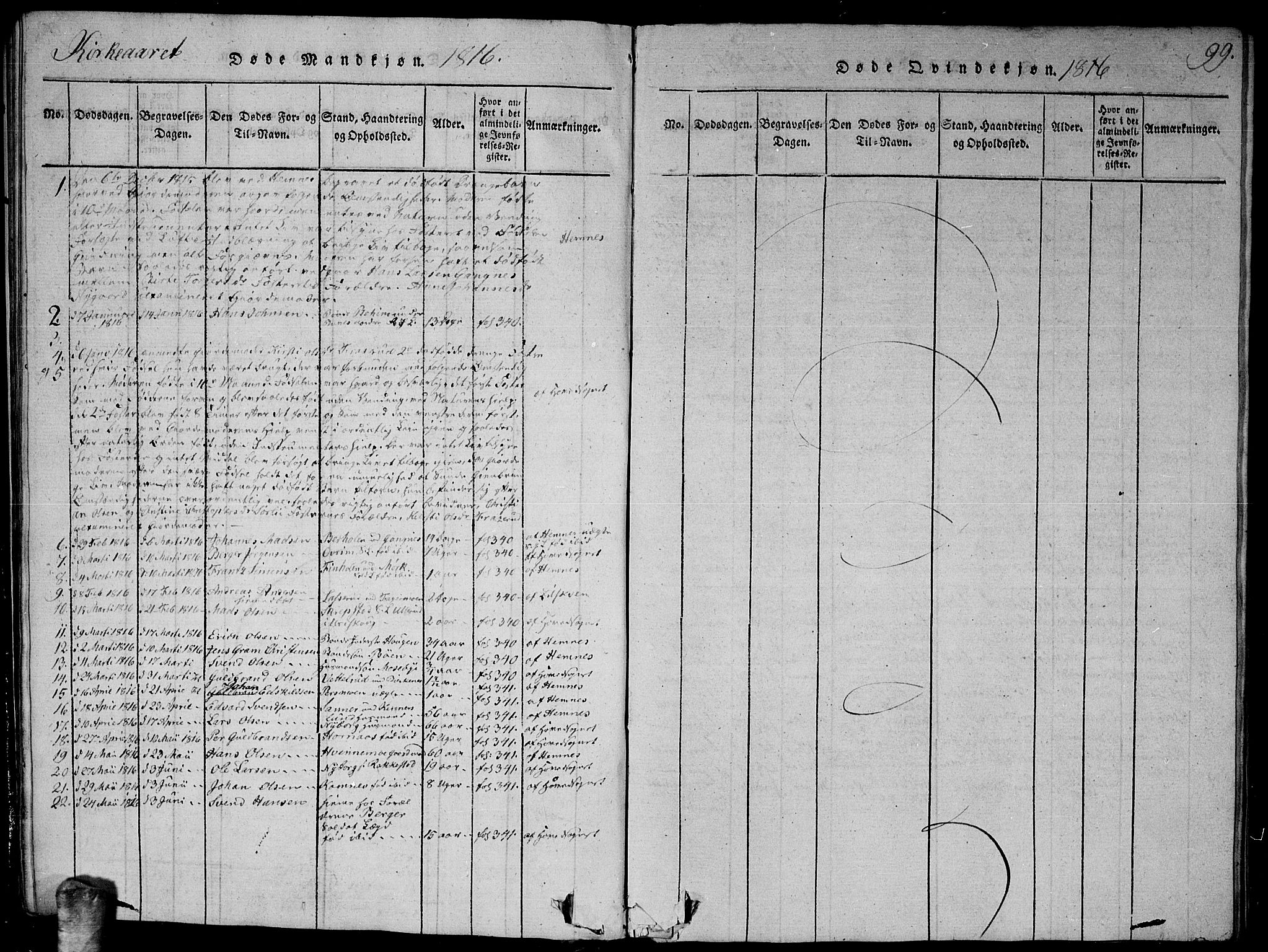 Høland prestekontor Kirkebøker, SAO/A-10346a/G/Ga/L0001: Parish register (copy) no. I 1, 1814-1827, p. 99