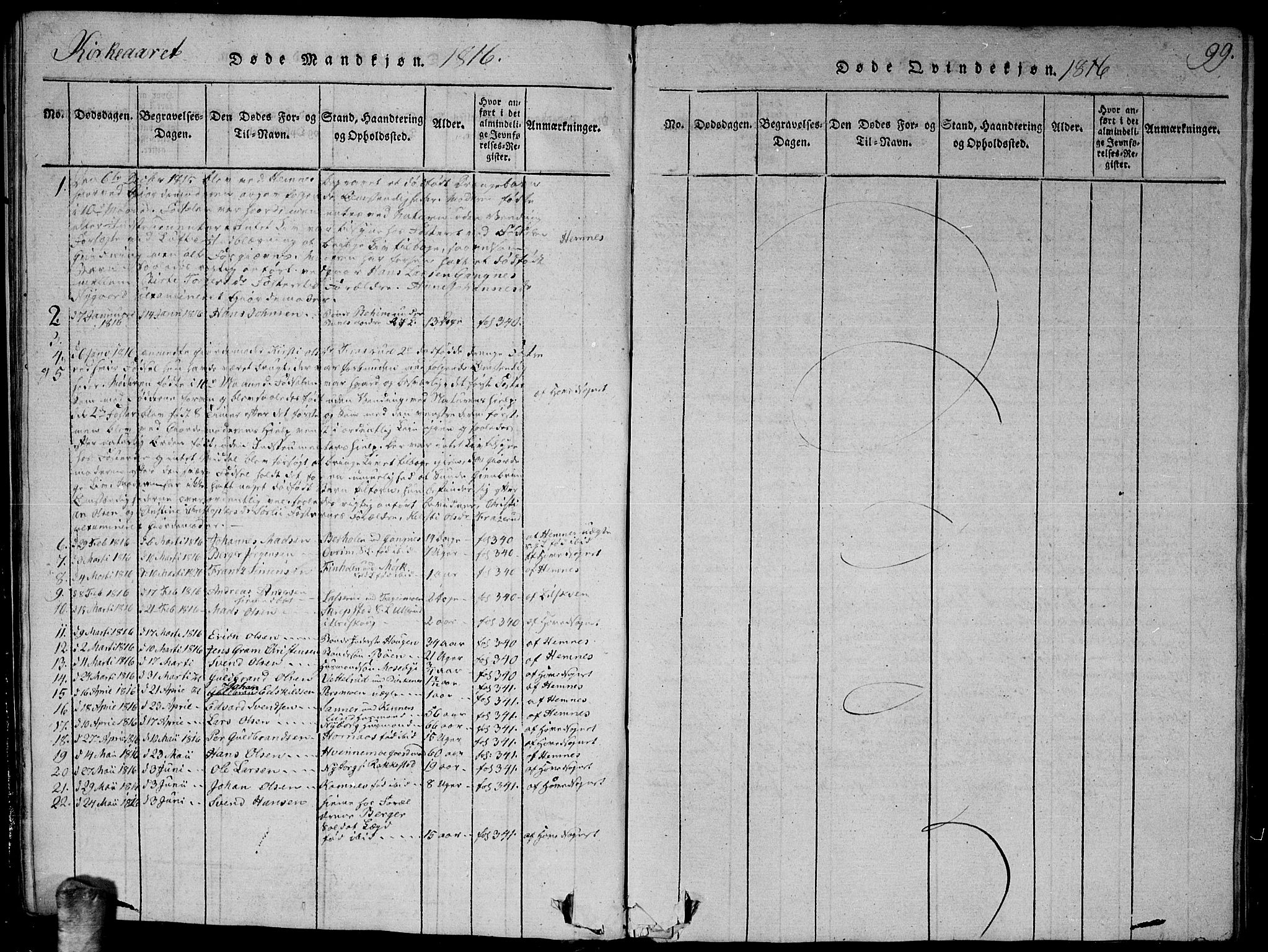 Høland prestekontor Kirkebøker, AV/SAO-A-10346a/G/Ga/L0001: Parish register (copy) no. I 1, 1814-1827, p. 99