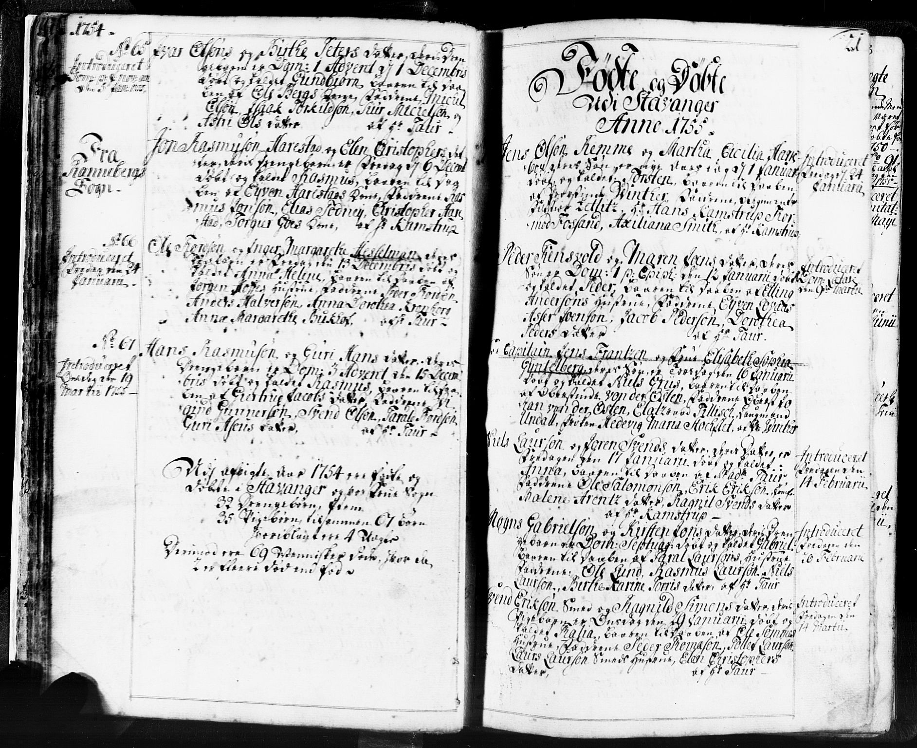 Domkirken sokneprestkontor, SAST/A-101812/001/30/30BB/L0004: Parish register (copy) no. B 4, 1752-1790, p. 21