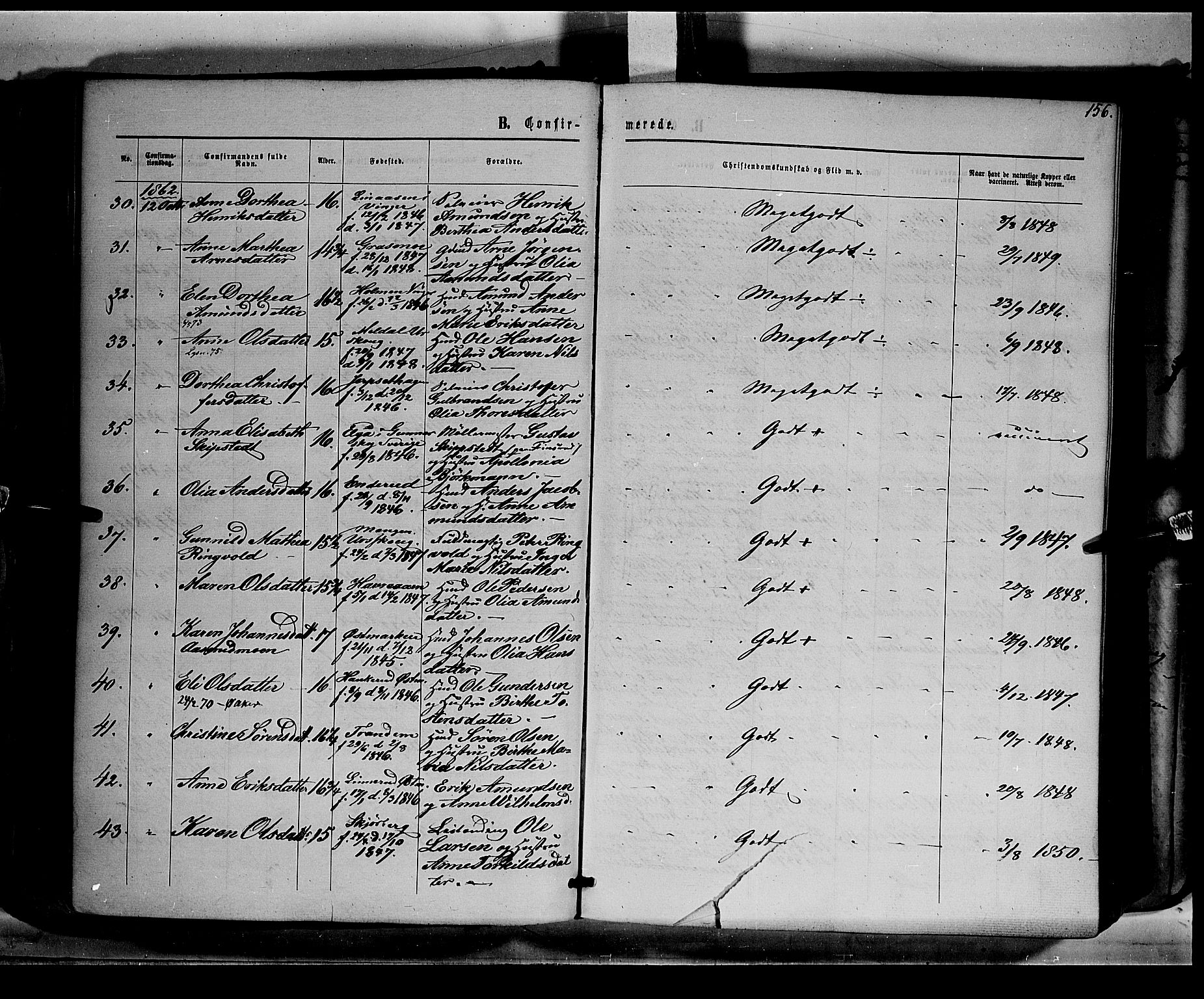 Eidskog prestekontor, AV/SAH-PREST-026/H/Ha/Haa/L0001: Parish register (official) no. 1, 1860-1867, p. 156