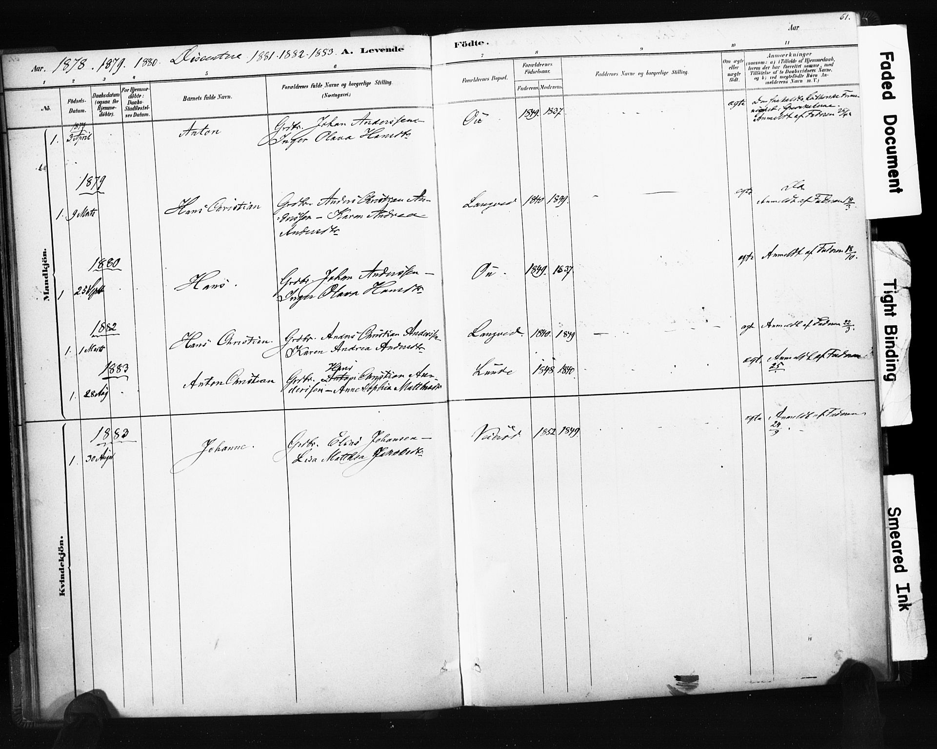 Ramnes kirkebøker, SAKO/A-314/F/Fc/L0001: Parish register (official) no. III 1, 1878-1899, p. 60-61