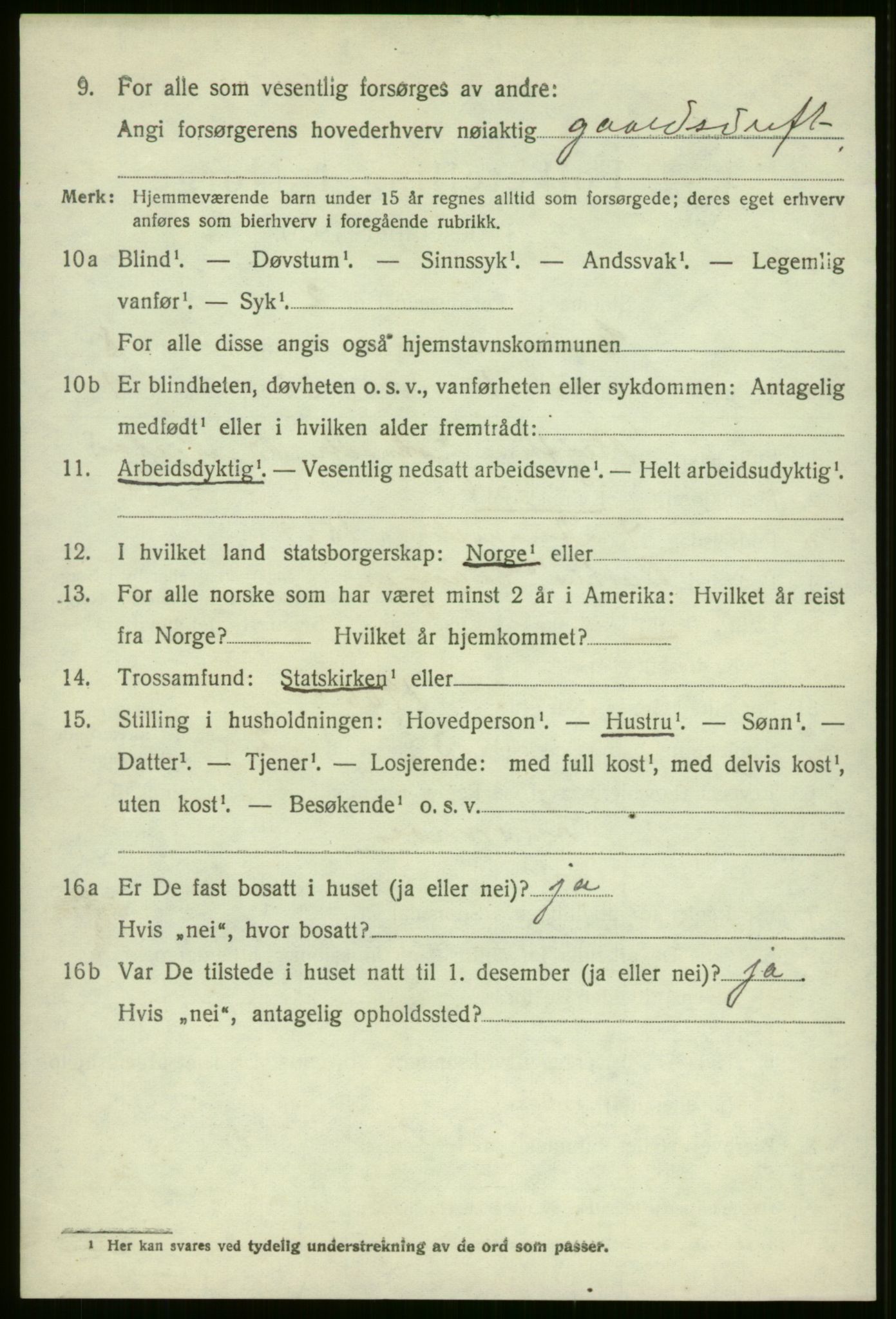 SAB, 1920 census for Evanger, 1920, p. 2482