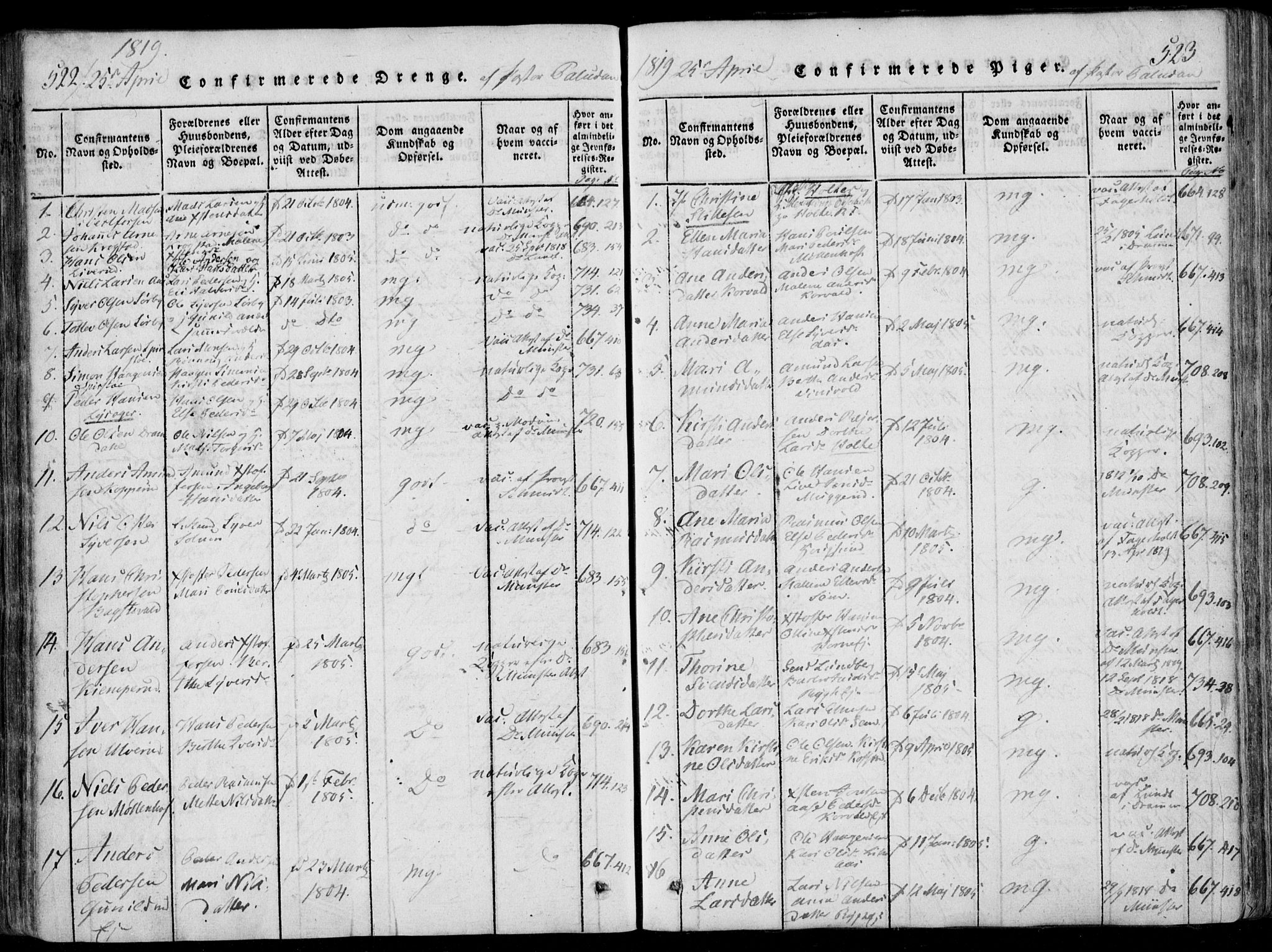 Eiker kirkebøker, AV/SAKO-A-4/F/Fa/L0011: Parish register (official) no. I 11, 1814-1827, p. 522-523