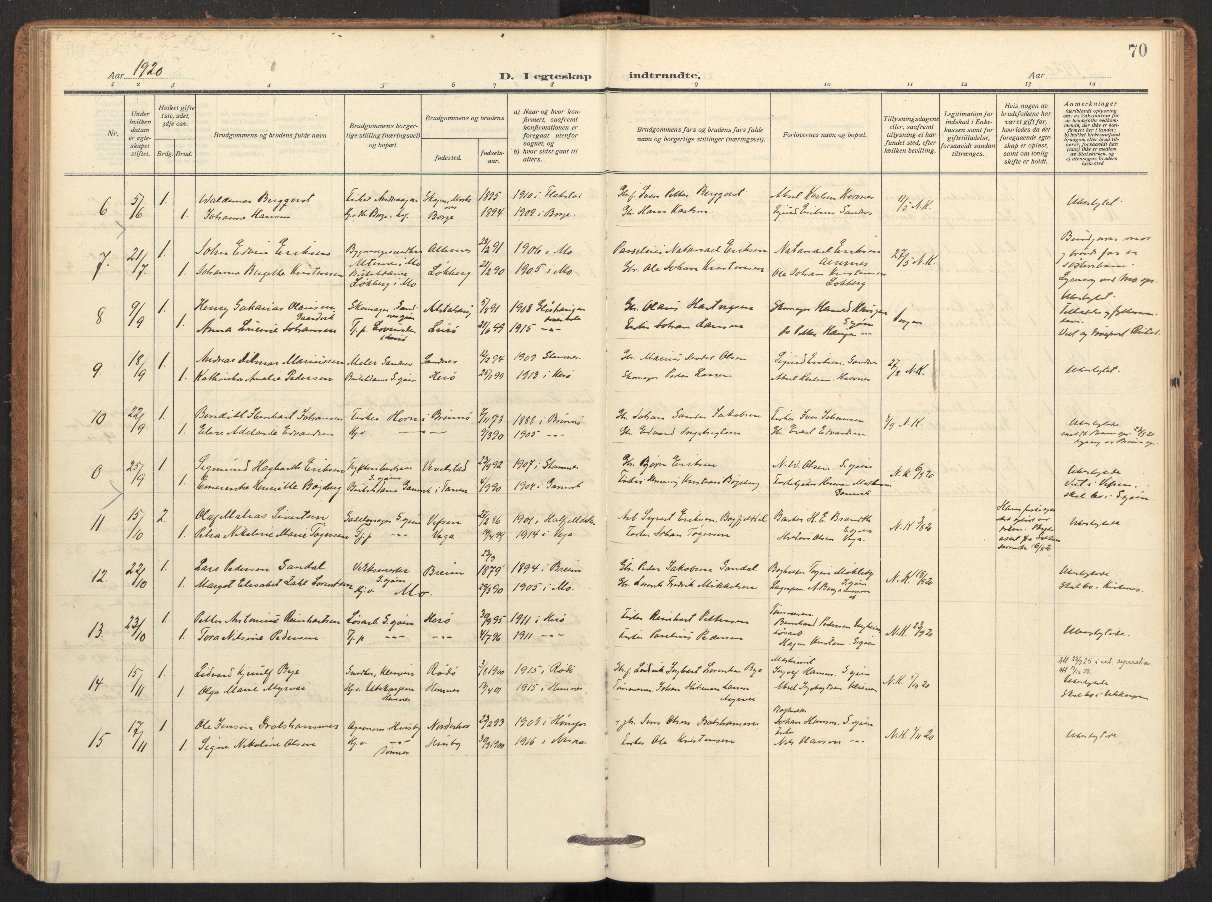 Ministerialprotokoller, klokkerbøker og fødselsregistre - Nordland, AV/SAT-A-1459/831/L0473: Parish register (official) no. 831A04, 1909-1934, p. 70