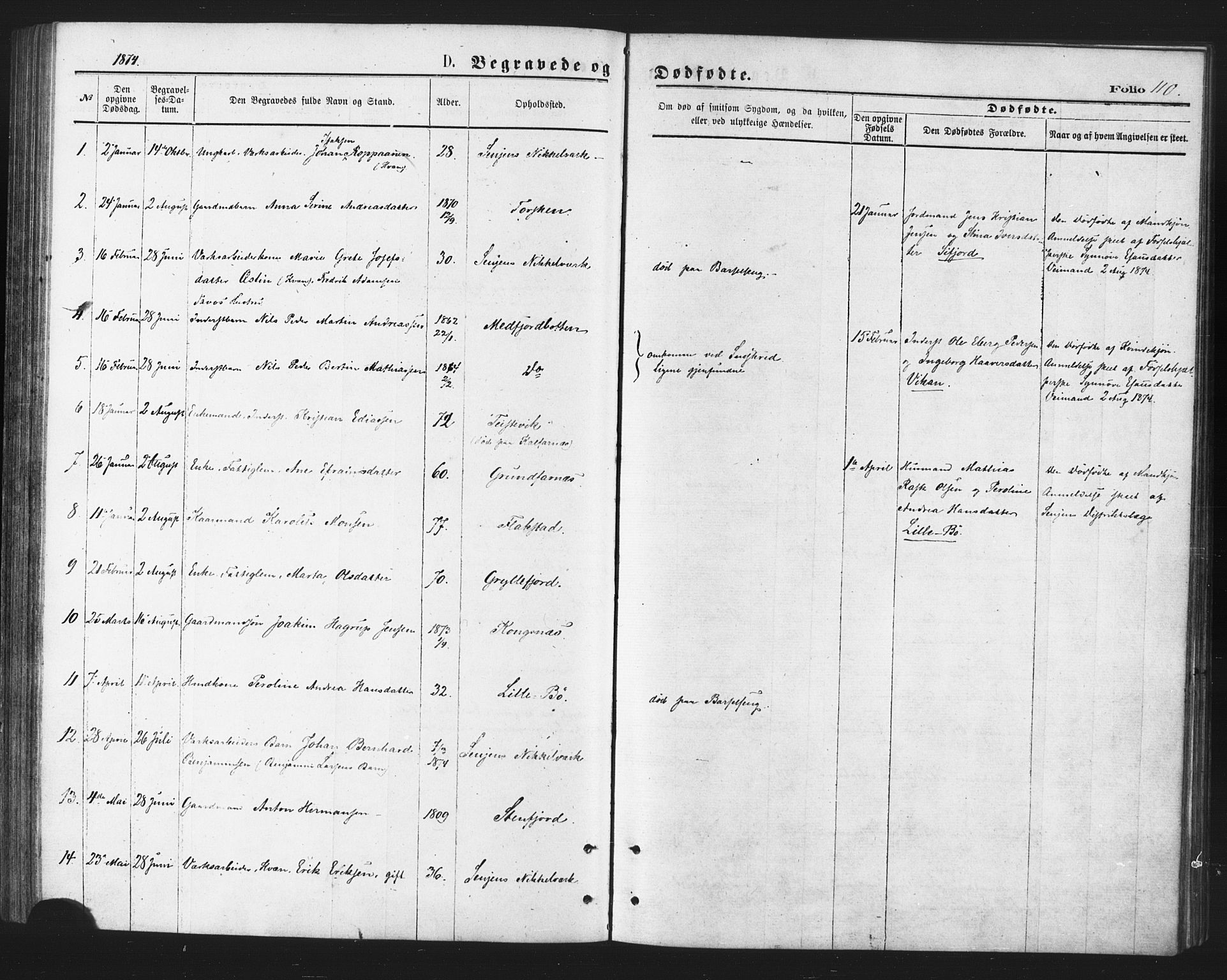 Berg sokneprestkontor, AV/SATØ-S-1318/G/Ga/Gaa/L0003kirke: Parish register (official) no. 3, 1872-1879, p. 110