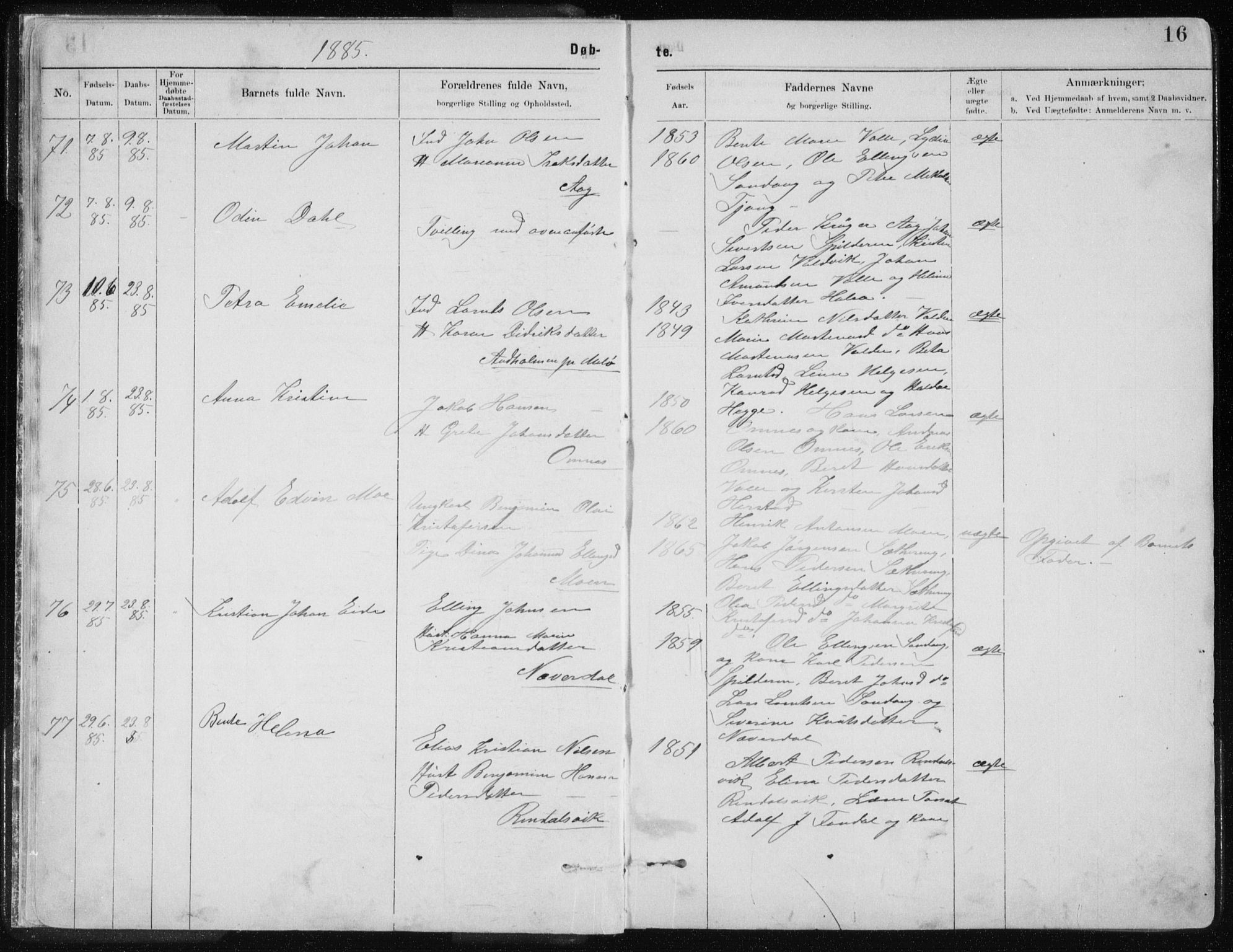 Ministerialprotokoller, klokkerbøker og fødselsregistre - Nordland, AV/SAT-A-1459/843/L0636: Parish register (copy) no. 843C05, 1884-1909, p. 16