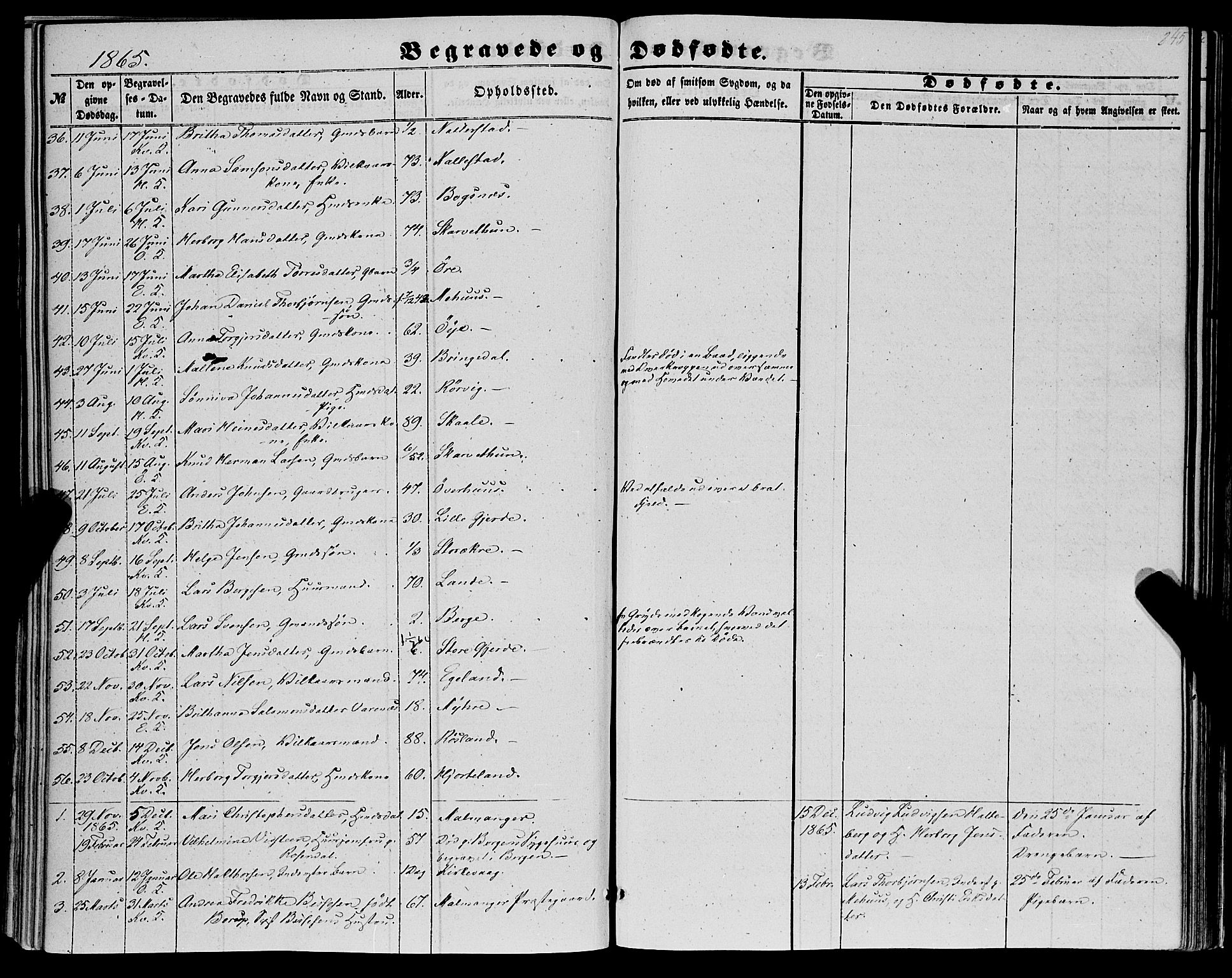 Kvinnherad sokneprestembete, SAB/A-76401/H/Haa: Parish register (official) no. A 8, 1854-1872, p. 245