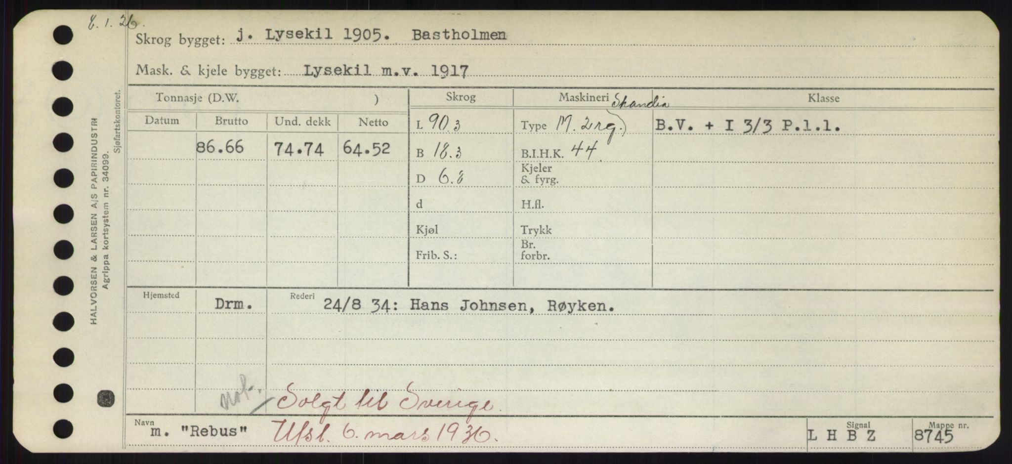 Sjøfartsdirektoratet med forløpere, Skipsmålingen, RA/S-1627/H/Hd/L0030: Fartøy, Q-Riv, p. 303