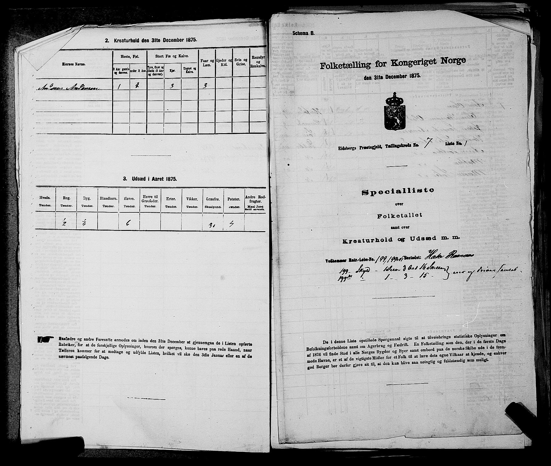 RA, 1875 census for 0125P Eidsberg, 1875, p. 1361