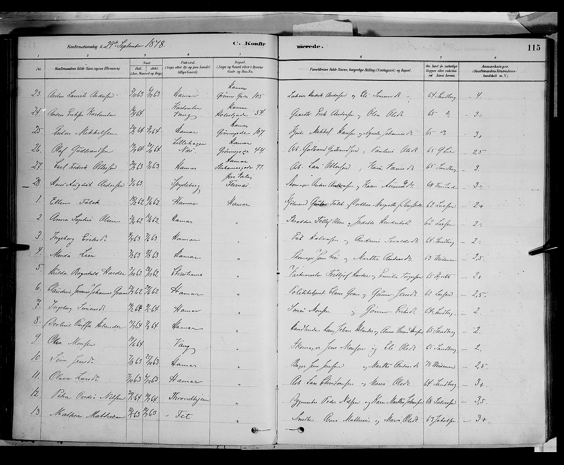 Vang prestekontor, Hedmark, SAH/PREST-008/H/Ha/Haa/L0016: Parish register (official) no. 16, 1878-1889, p. 115