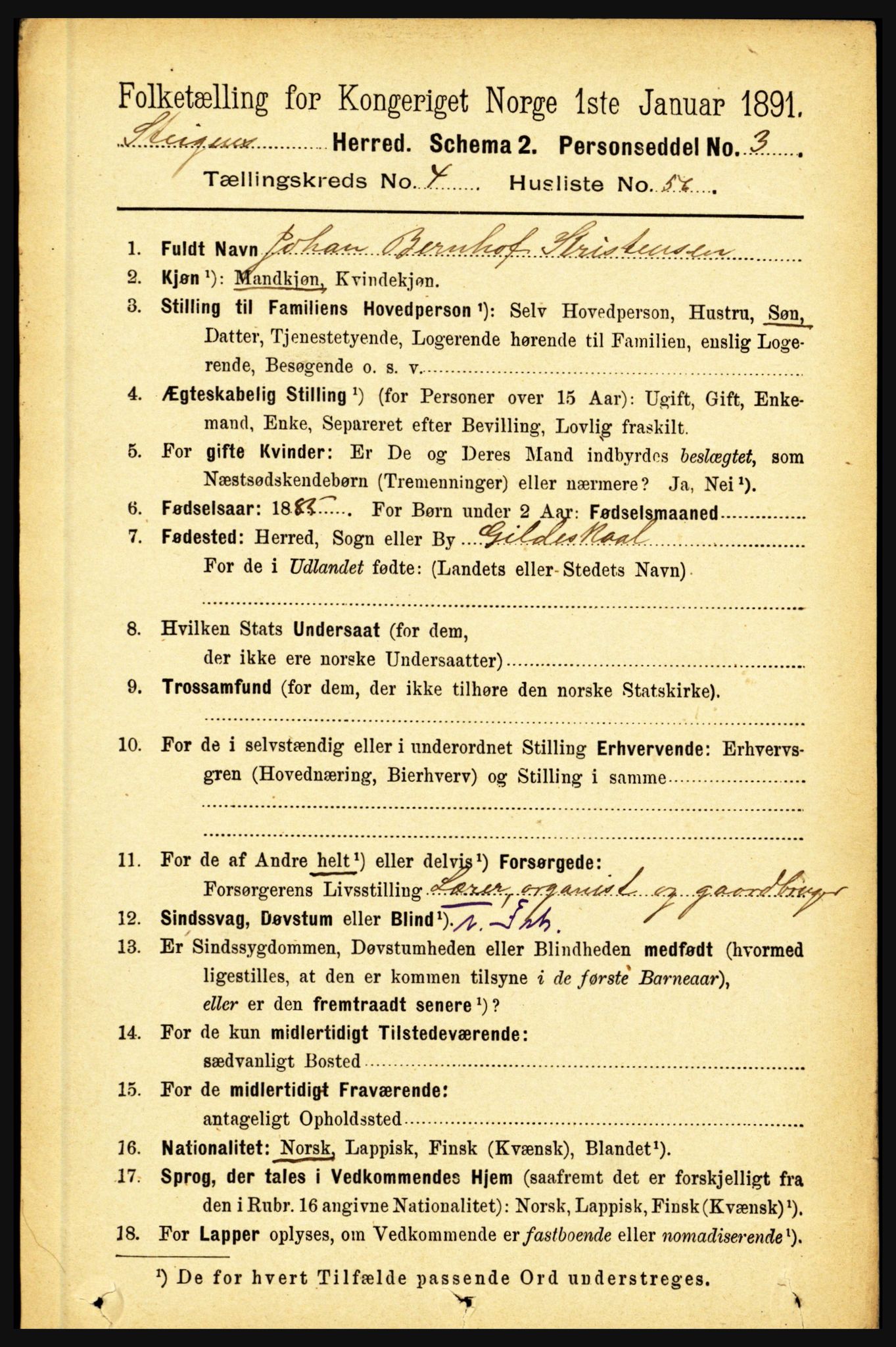 RA, 1891 census for 1848 Steigen, 1891, p. 1801