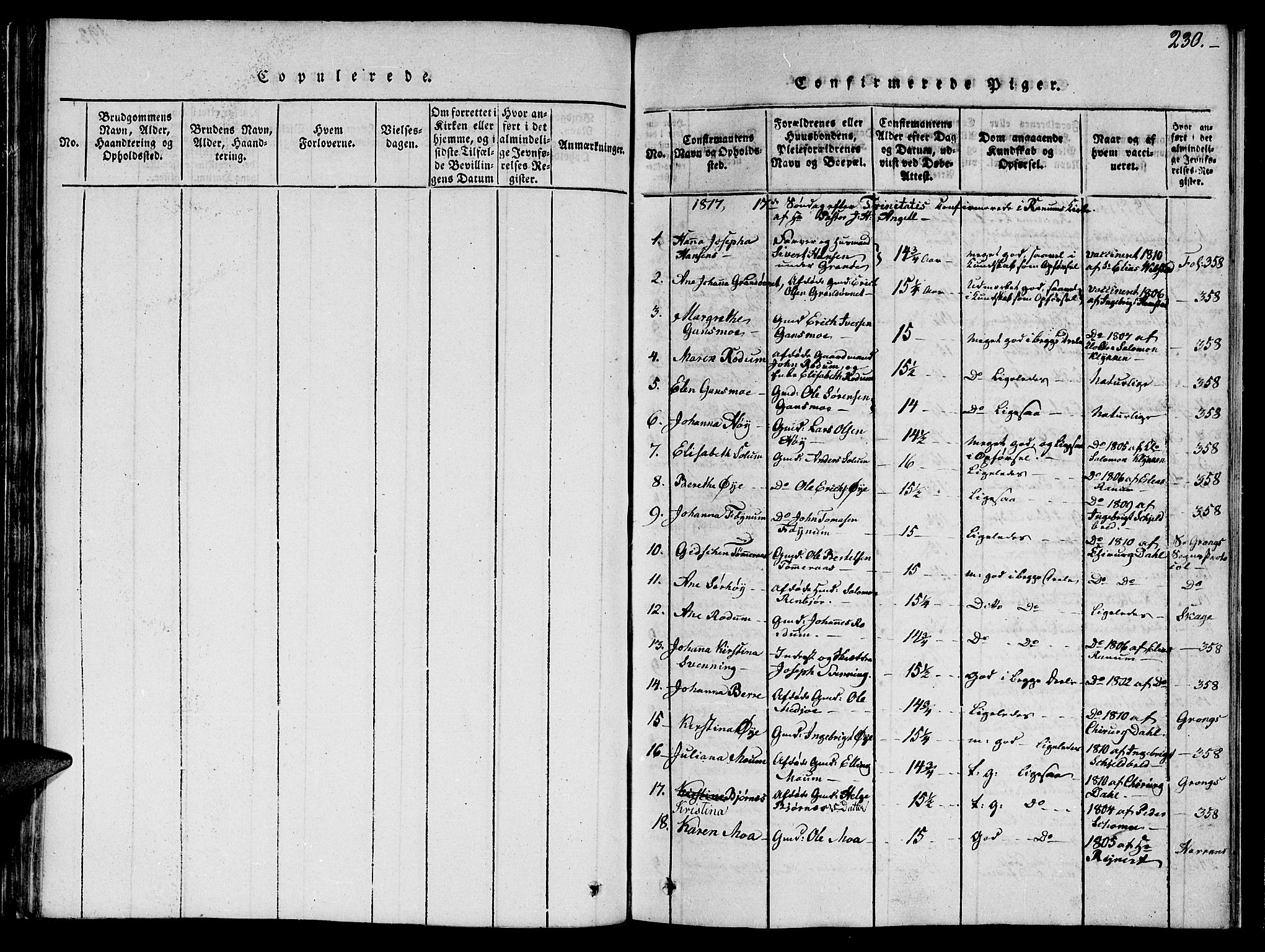 Ministerialprotokoller, klokkerbøker og fødselsregistre - Nord-Trøndelag, SAT/A-1458/764/L0559: Parish register (copy) no. 764C01, 1816-1824, p. 230