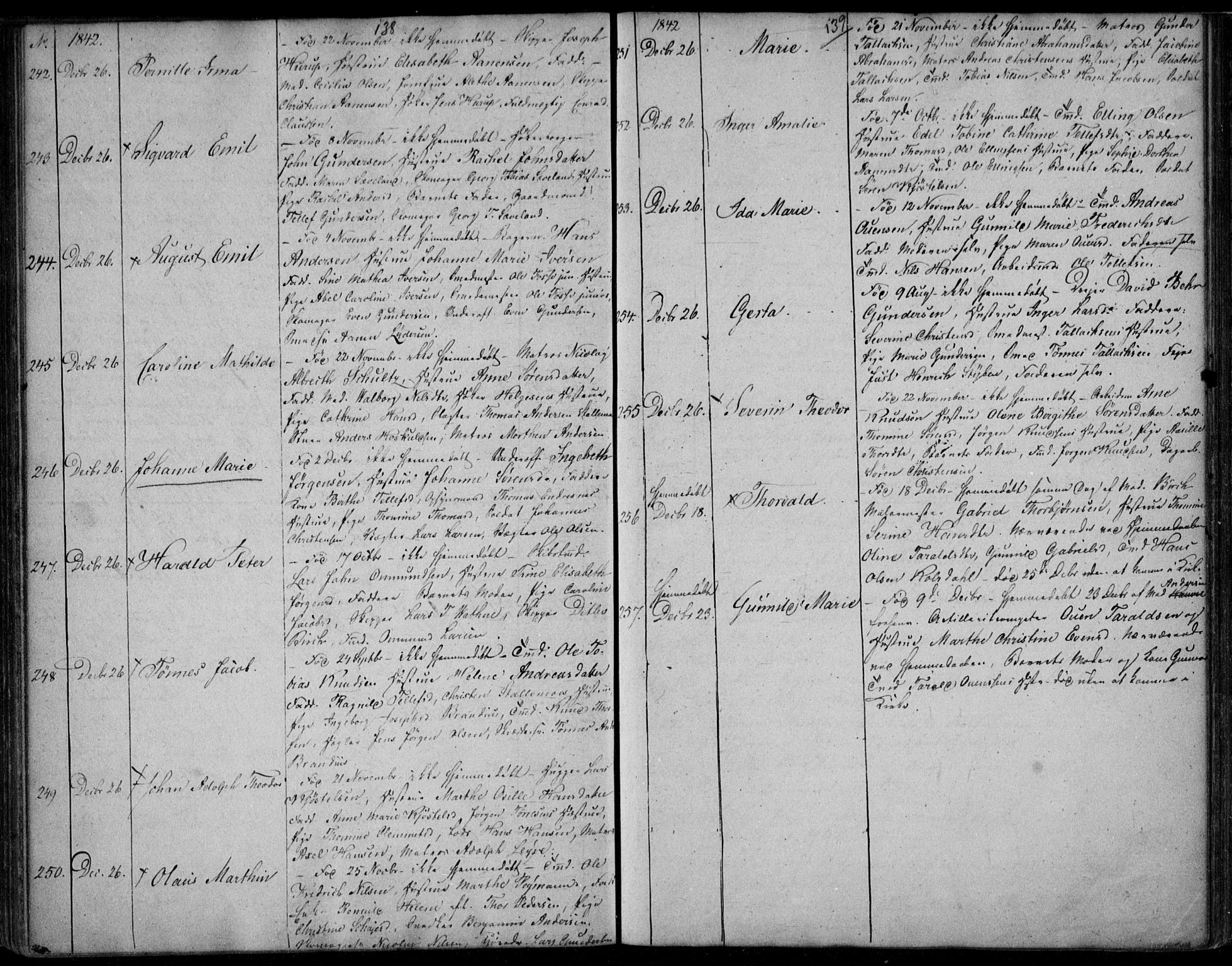 Kristiansand domprosti, SAK/1112-0006/F/Fb/L0009: Parish register (copy) no. B 9, 1838-1843, p. 138-139
