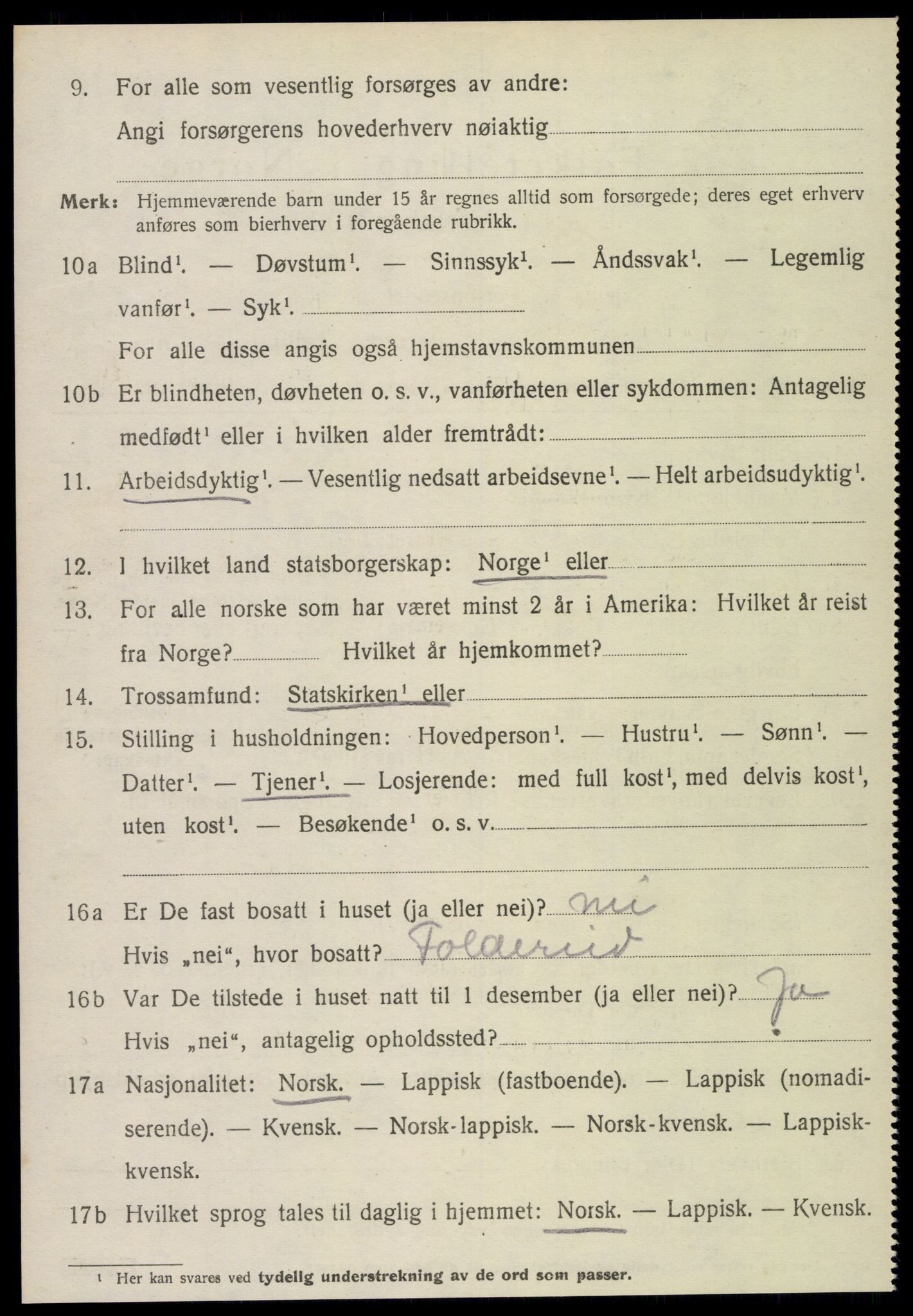 SAT, 1920 census for Kolvereid, 1920, p. 5080