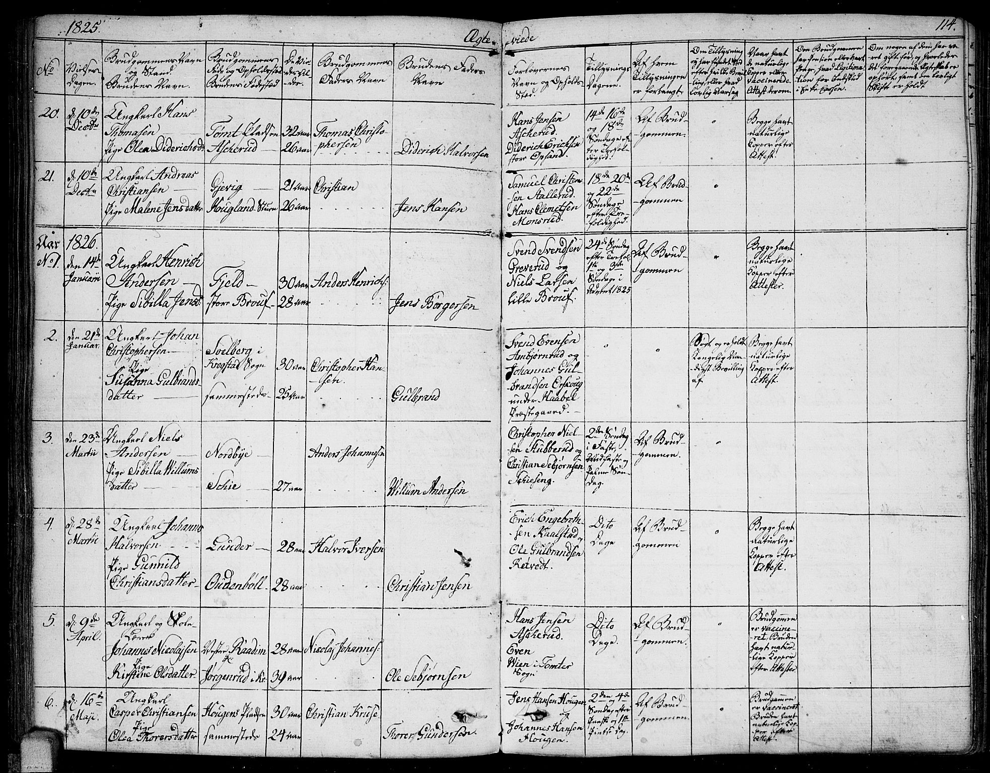 Kråkstad prestekontor Kirkebøker, SAO/A-10125a/F/Fa/L0004: Parish register (official) no. I 4, 1825-1837, p. 114