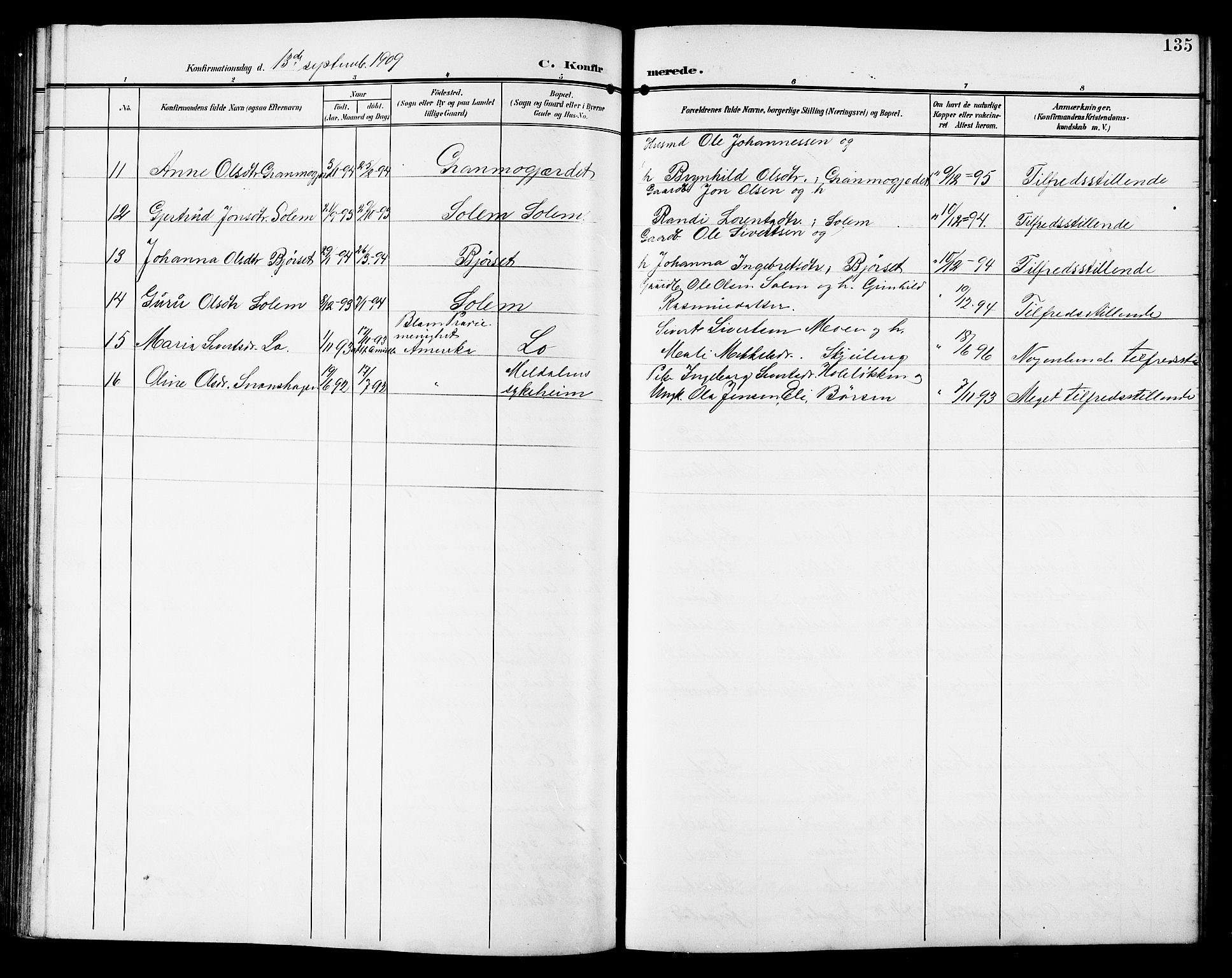 Ministerialprotokoller, klokkerbøker og fødselsregistre - Sør-Trøndelag, SAT/A-1456/672/L0864: Parish register (copy) no. 672C03, 1902-1914, p. 135