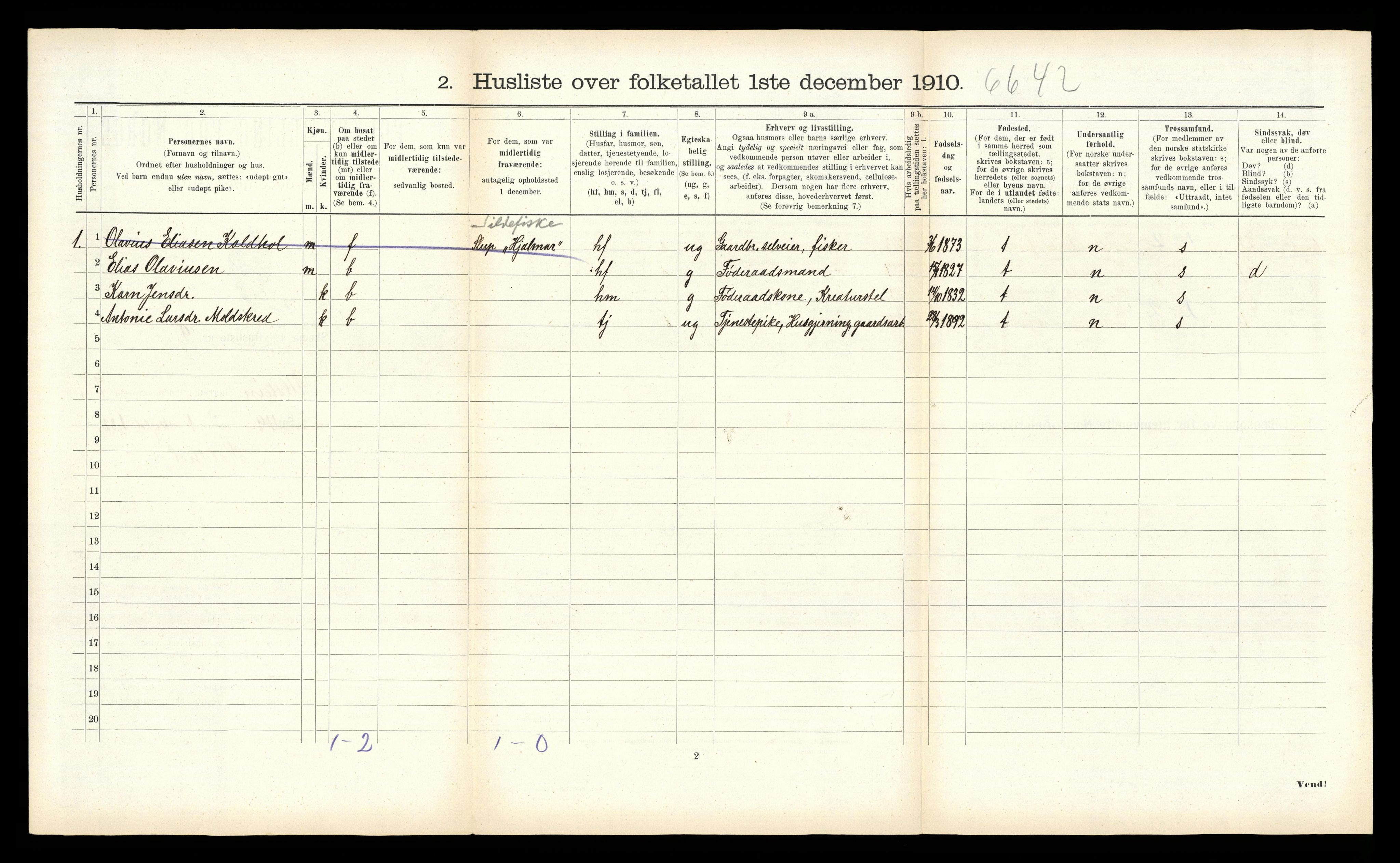 RA, 1910 census for Ulstein, 1910, p. 613