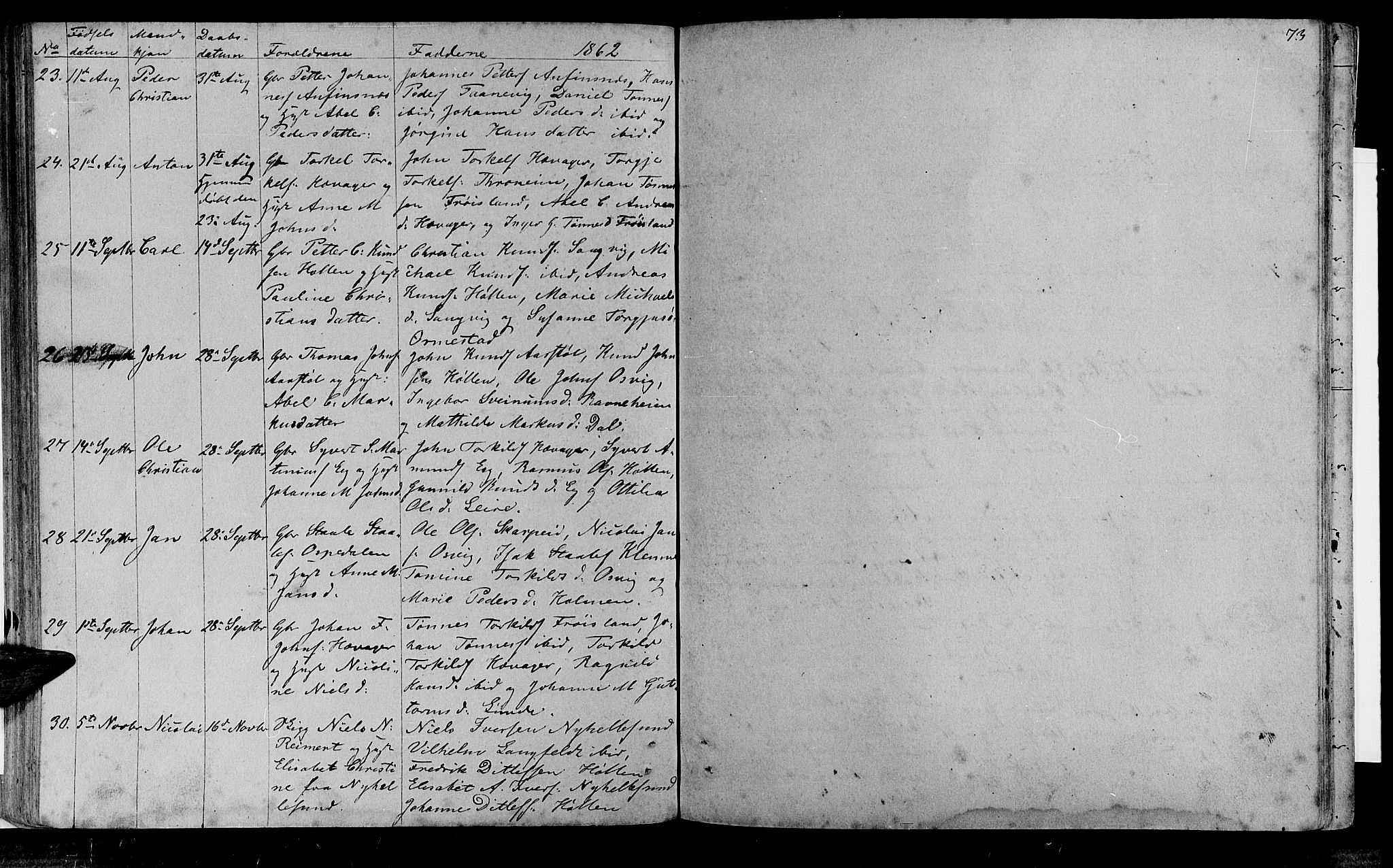 Søgne sokneprestkontor, AV/SAK-1111-0037/F/Fb/Fbb/L0003: Parish register (copy) no. B 3, 1848-1864, p. 73