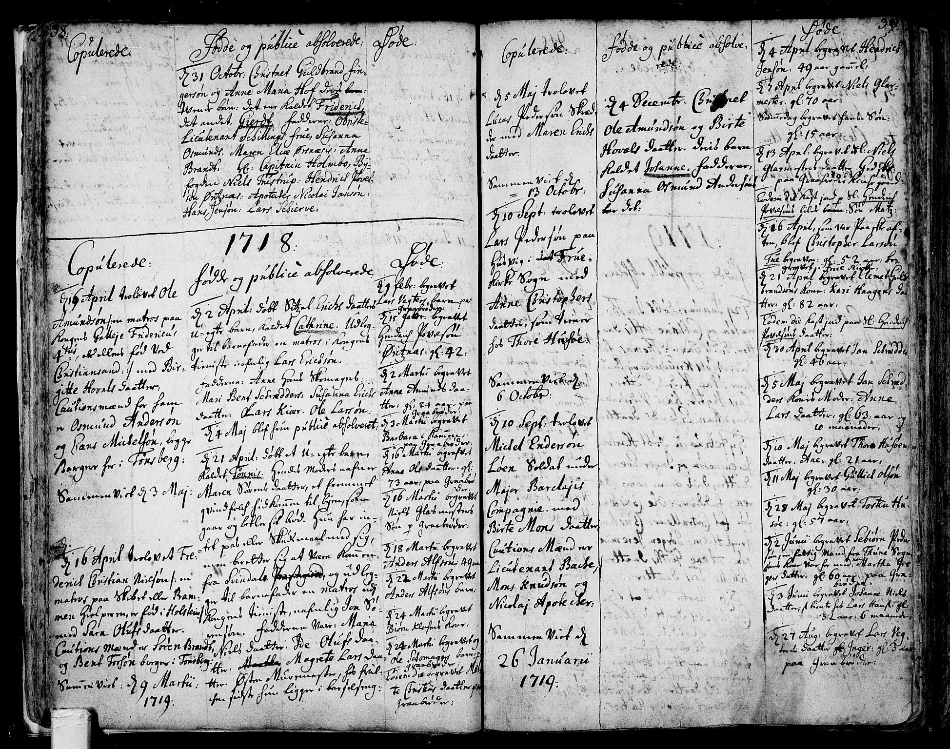 Tønsberg kirkebøker, AV/SAKO-A-330/F/Fb/L0001: Parish register (official) no. II 1, 1690-1796, p. 38-39