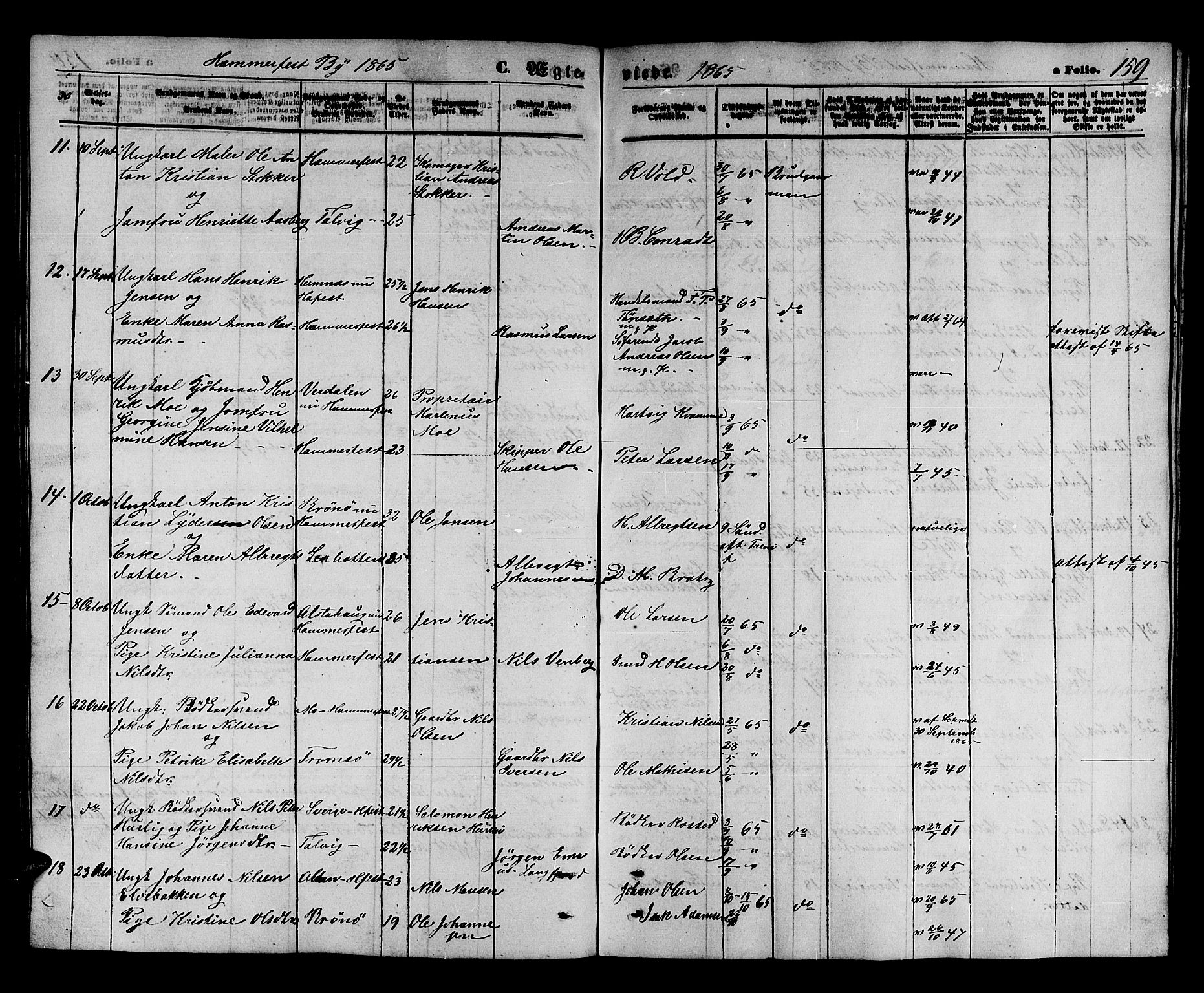 Hammerfest sokneprestkontor, AV/SATØ-S-1347/H/Hb/L0003.klokk: Parish register (copy) no. 3 /1, 1862-1868, p. 159