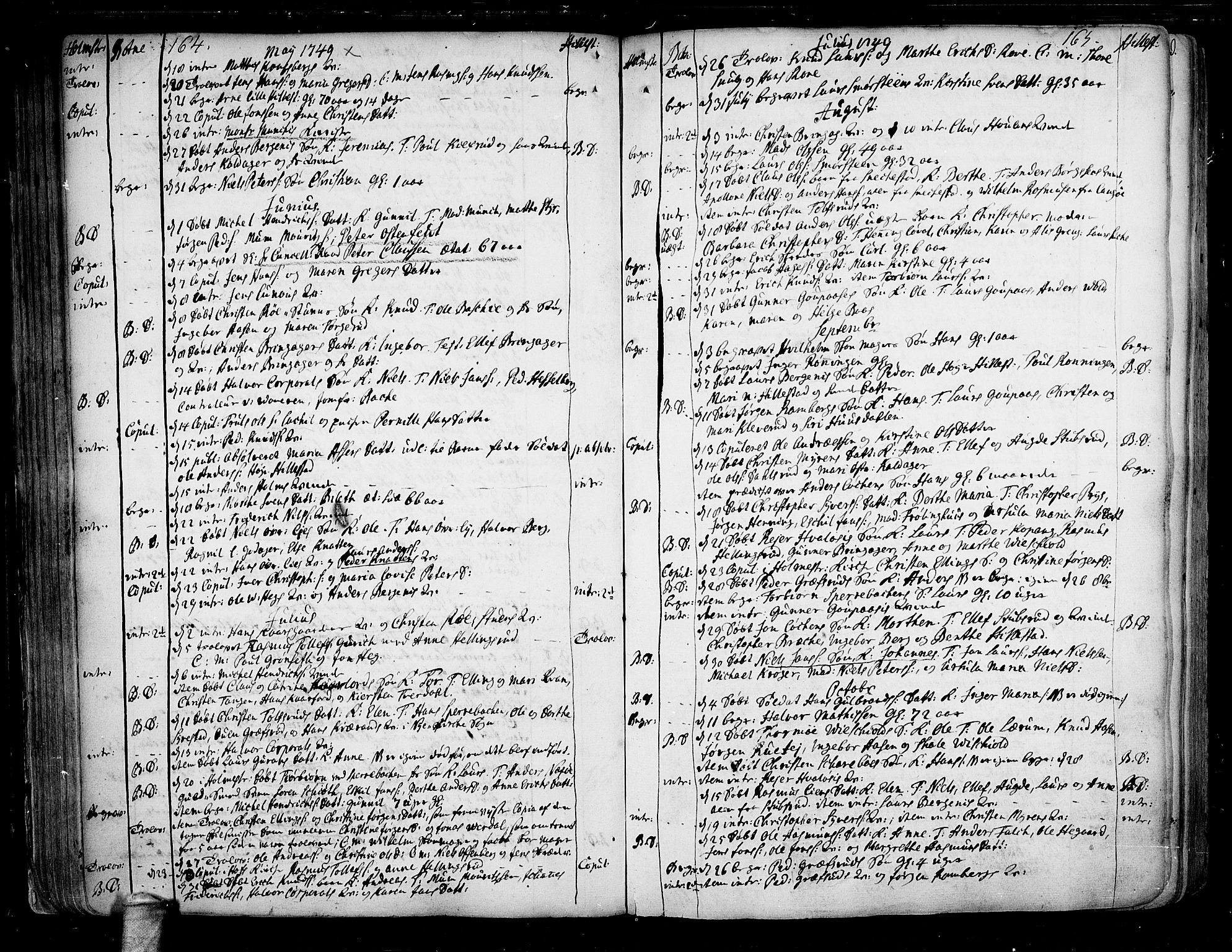 Botne kirkebøker, AV/SAKO-A-340/F/Fa/L0001a: Parish register (official) no. I 1A, 1707-1778, p. 164-165