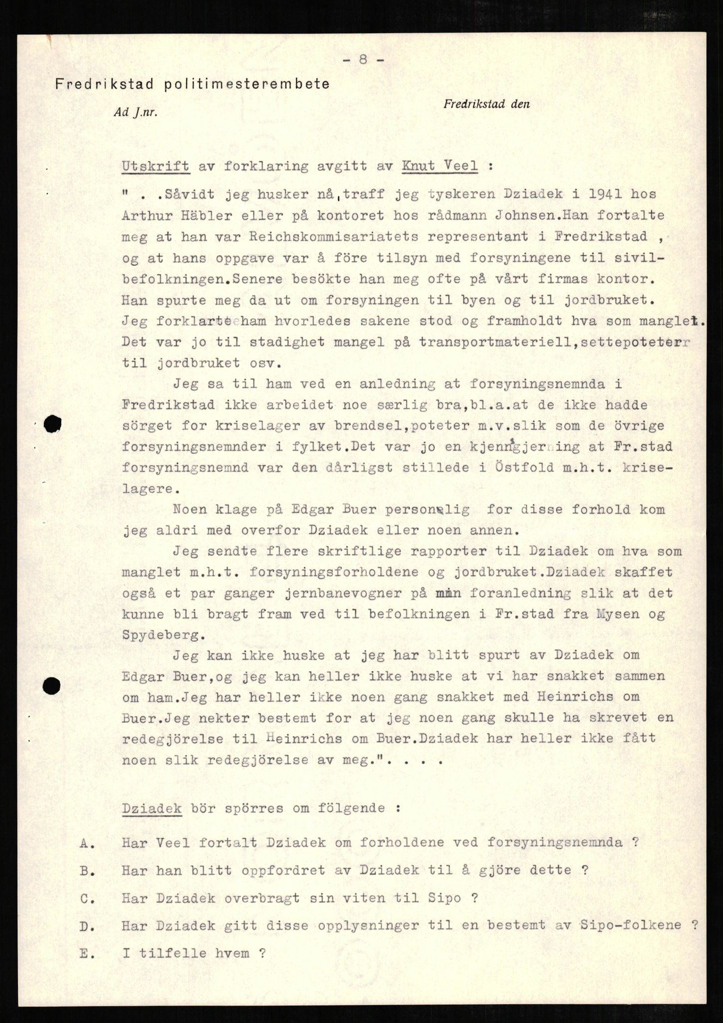 Forsvaret, Forsvarets overkommando II, AV/RA-RAFA-3915/D/Db/L0006: CI Questionaires. Tyske okkupasjonsstyrker i Norge. Tyskere., 1945-1946, p. 355