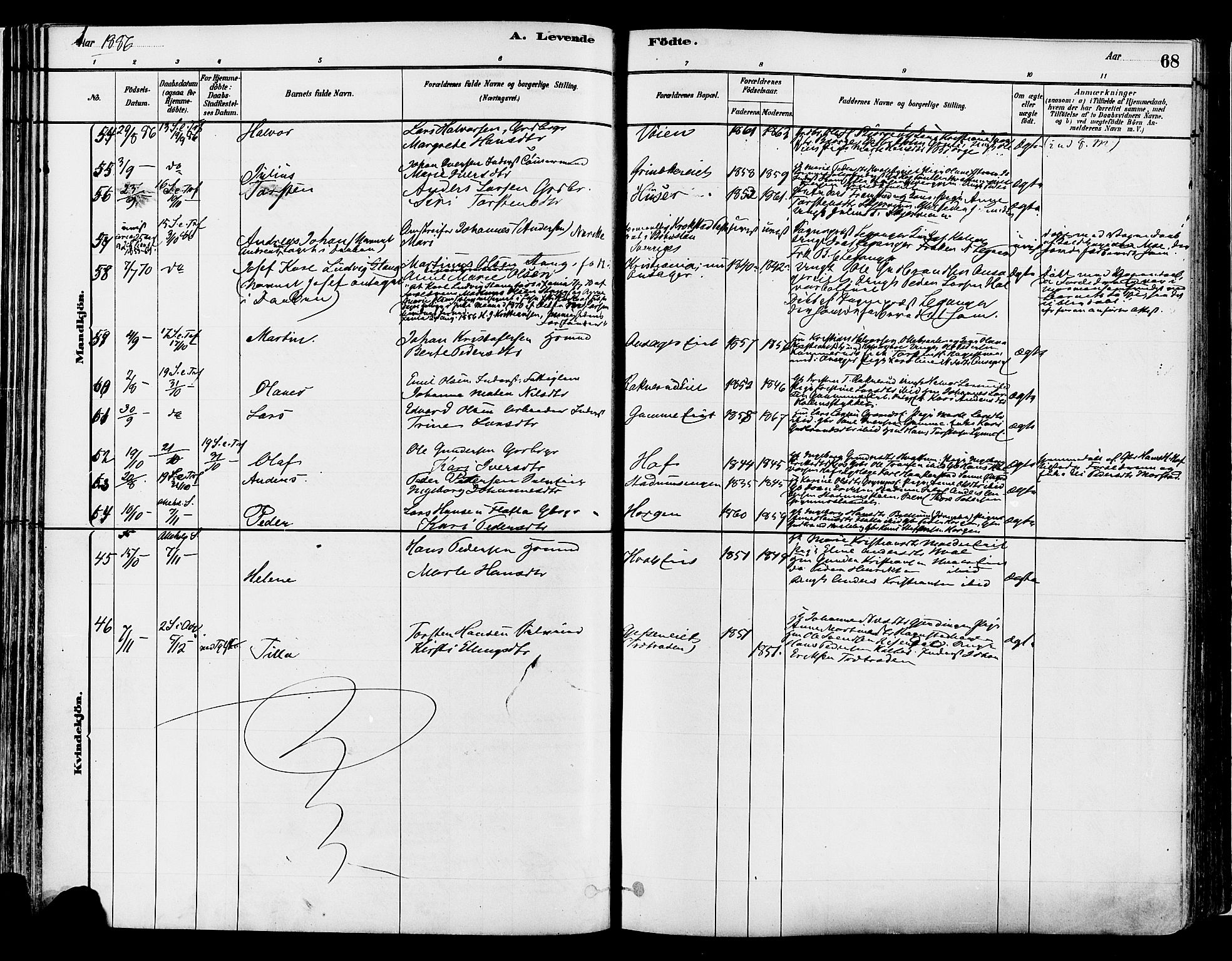 Gran prestekontor, AV/SAH-PREST-112/H/Ha/Haa/L0014: Parish register (official) no. 14, 1880-1889, p. 68