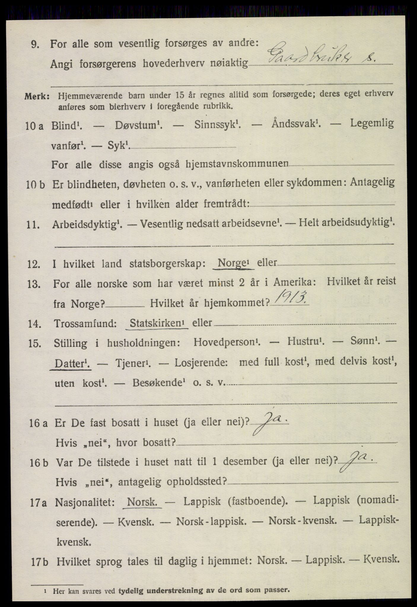 SAT, 1920 census for Beitstad, 1920, p. 4122