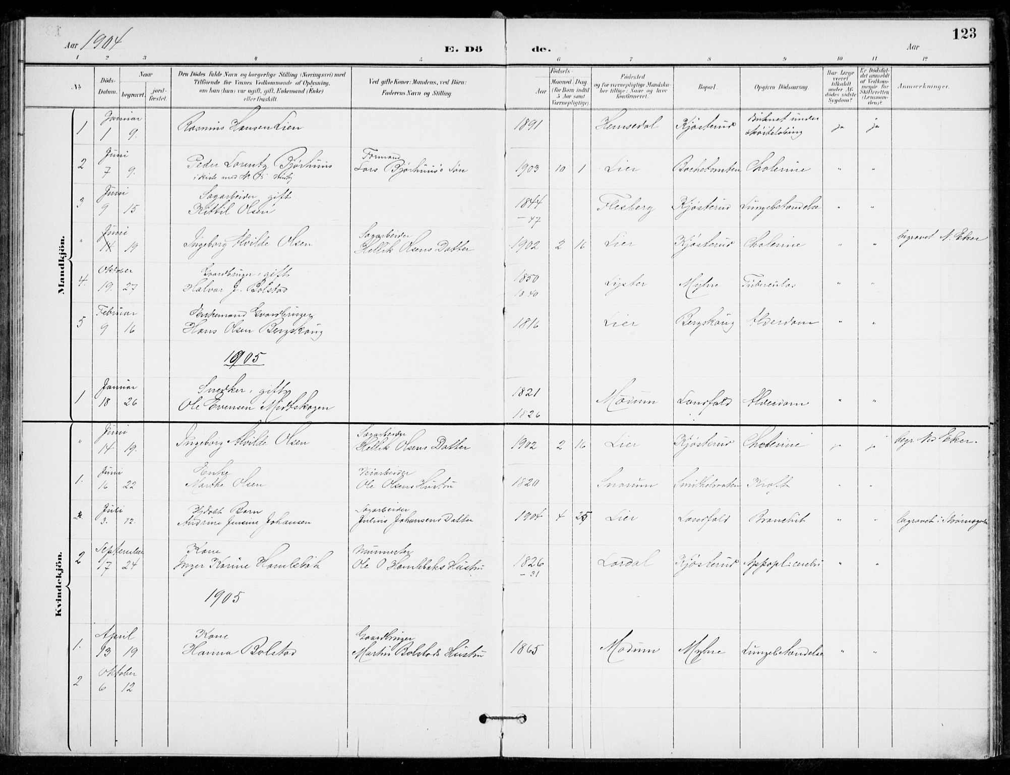 Åssiden kirkebøker, AV/SAKO-A-251/F/Fa/L0002: Parish register (official) no. 2, 1896-1916, p. 123