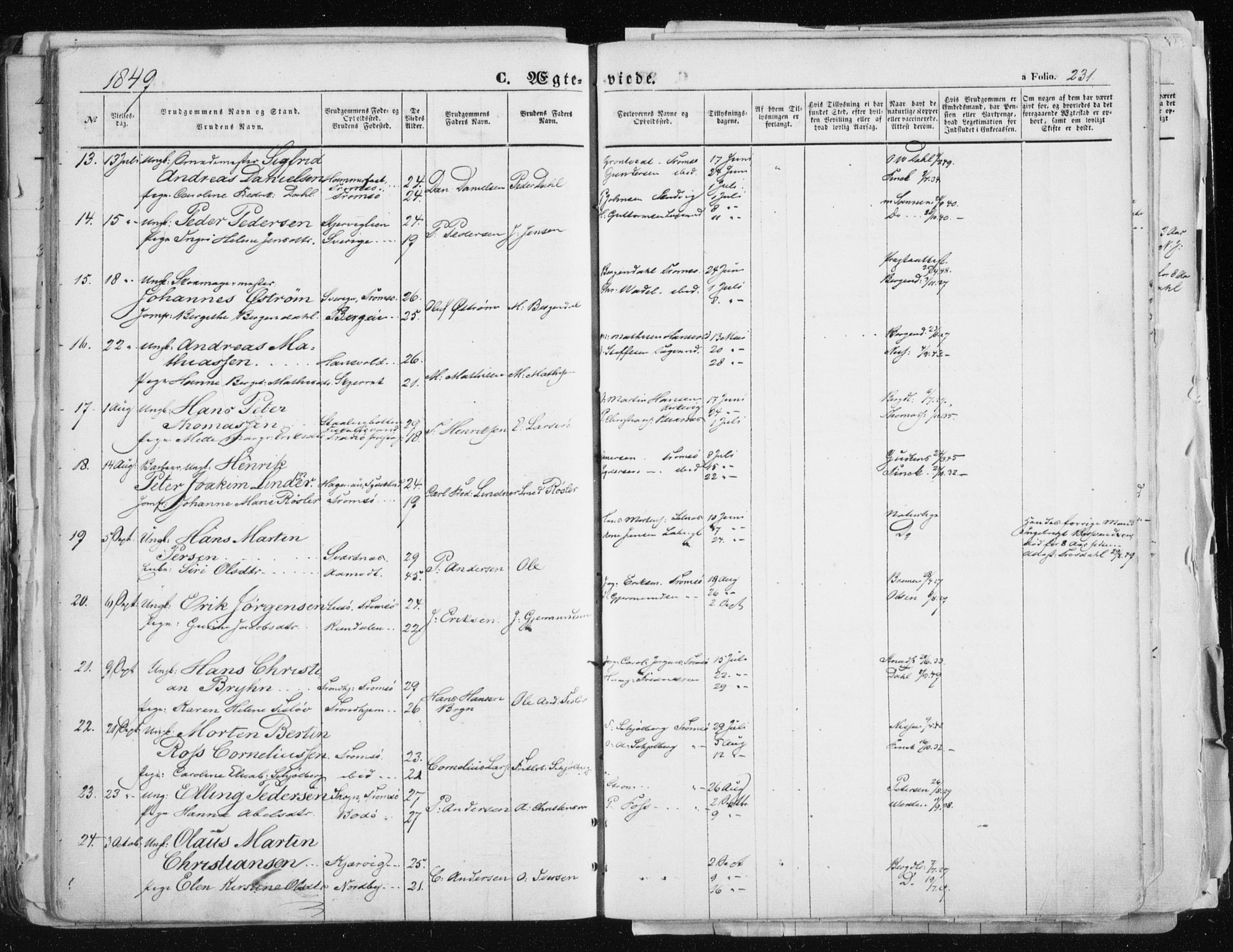 Tromsø sokneprestkontor/stiftsprosti/domprosti, SATØ/S-1343/G/Ga/L0010kirke: Parish register (official) no. 10, 1848-1855, p. 231