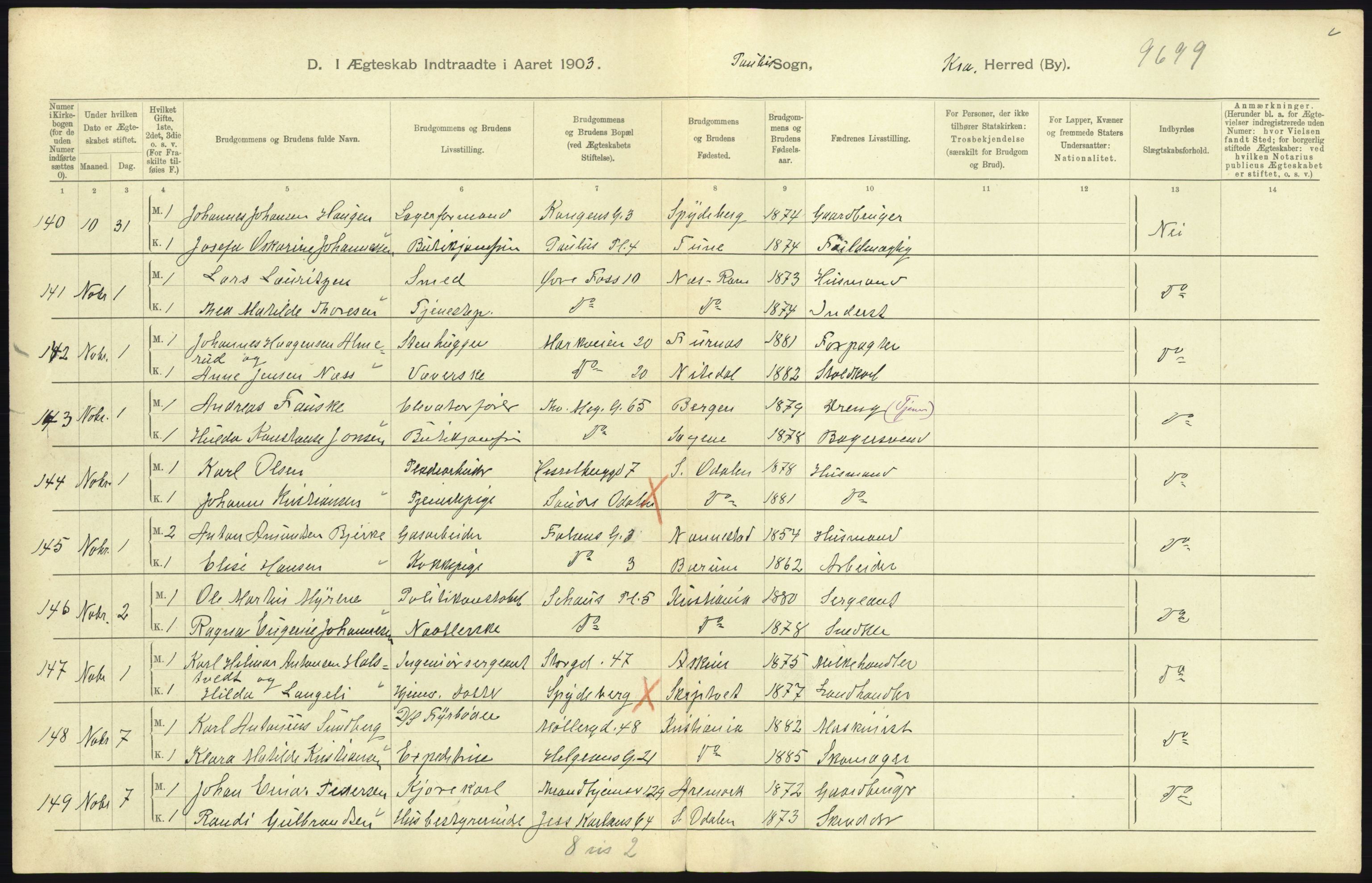 Statistisk sentralbyrå, Sosiodemografiske emner, Befolkning, AV/RA-S-2228/D/Df/Dfa/Dfaa/L0004: Kristiania: Gifte, døde, 1903, p. 479