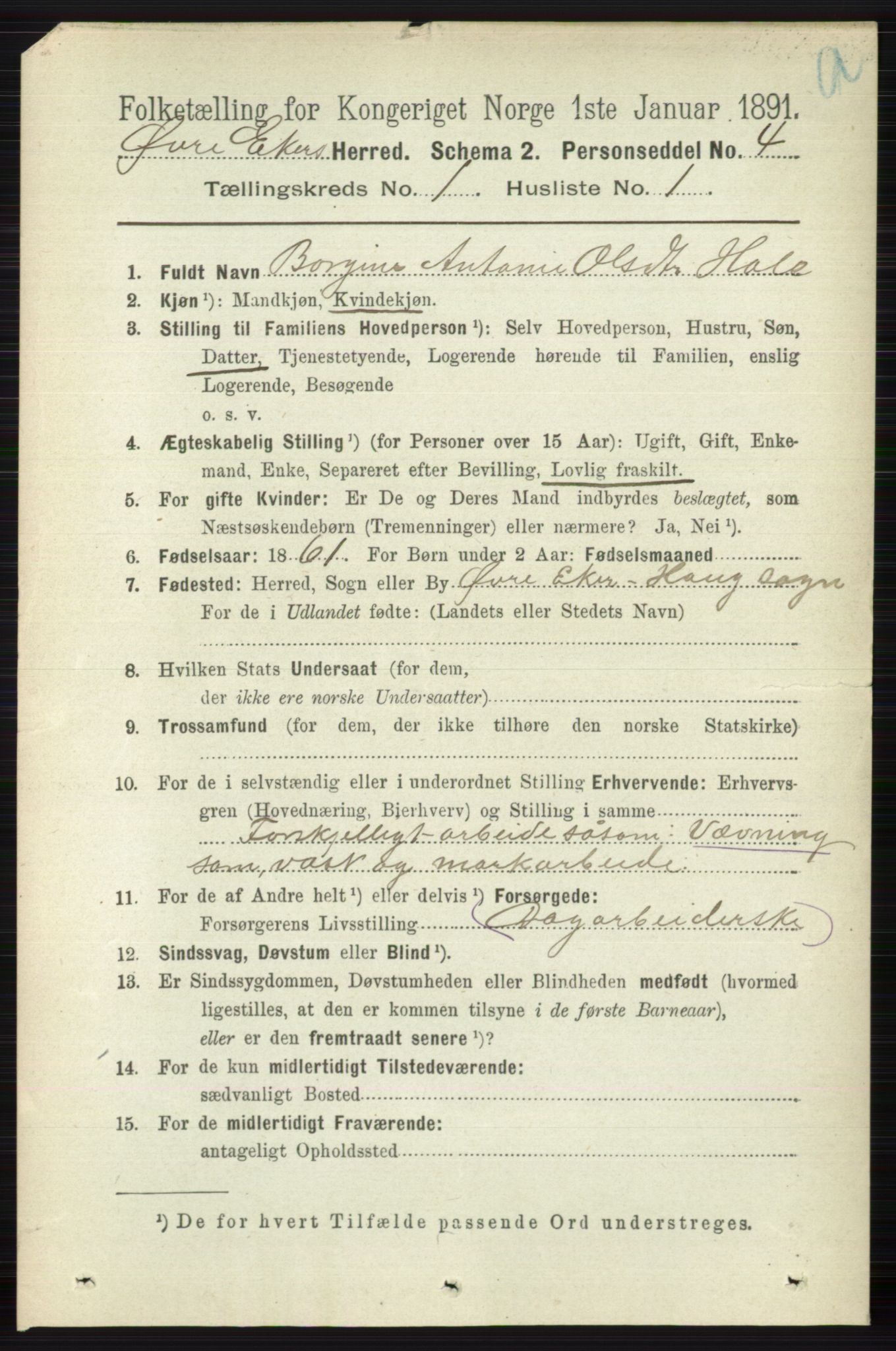 RA, 1891 census for 0624 Øvre Eiker, 1891, p. 133