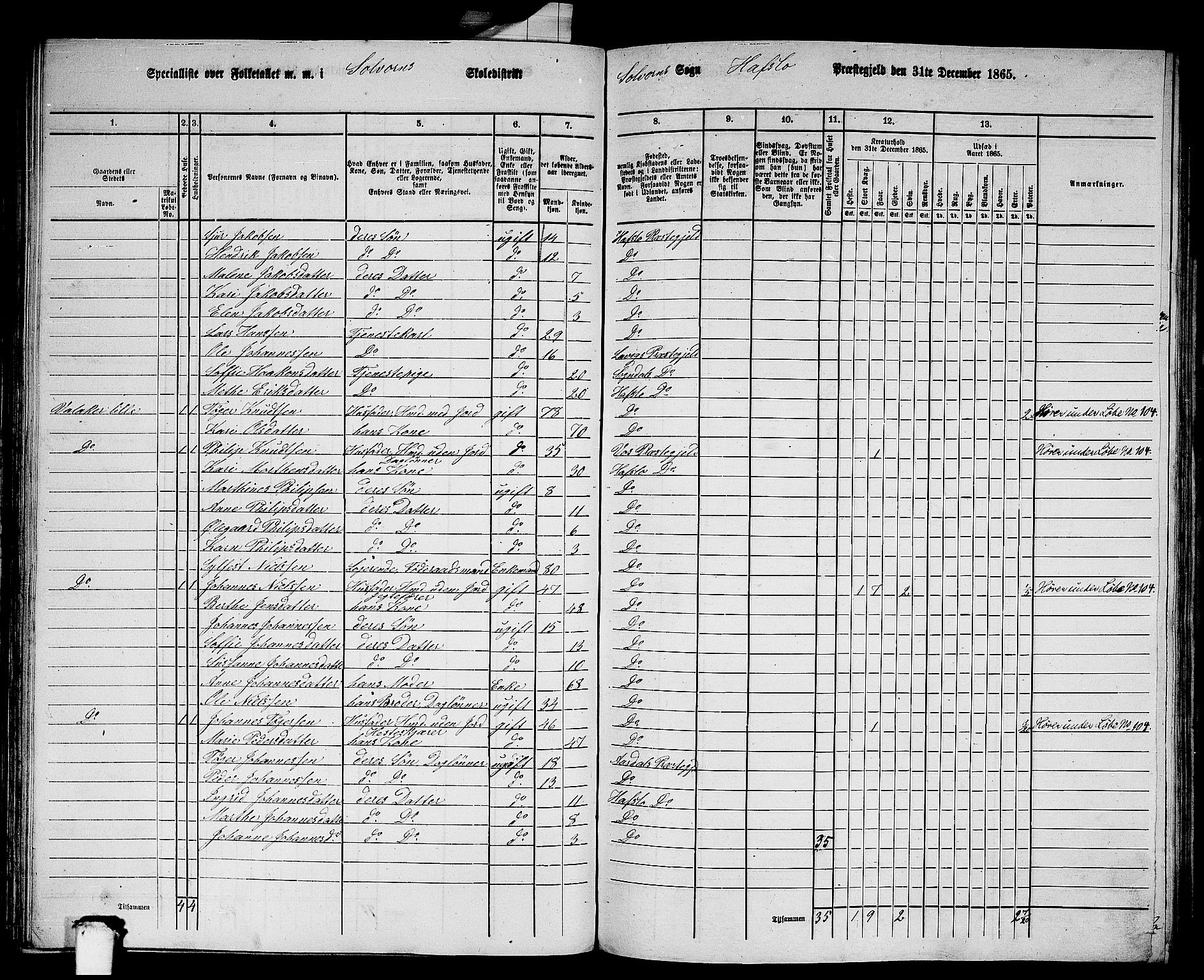 RA, 1865 census for Hafslo, 1865, p. 73